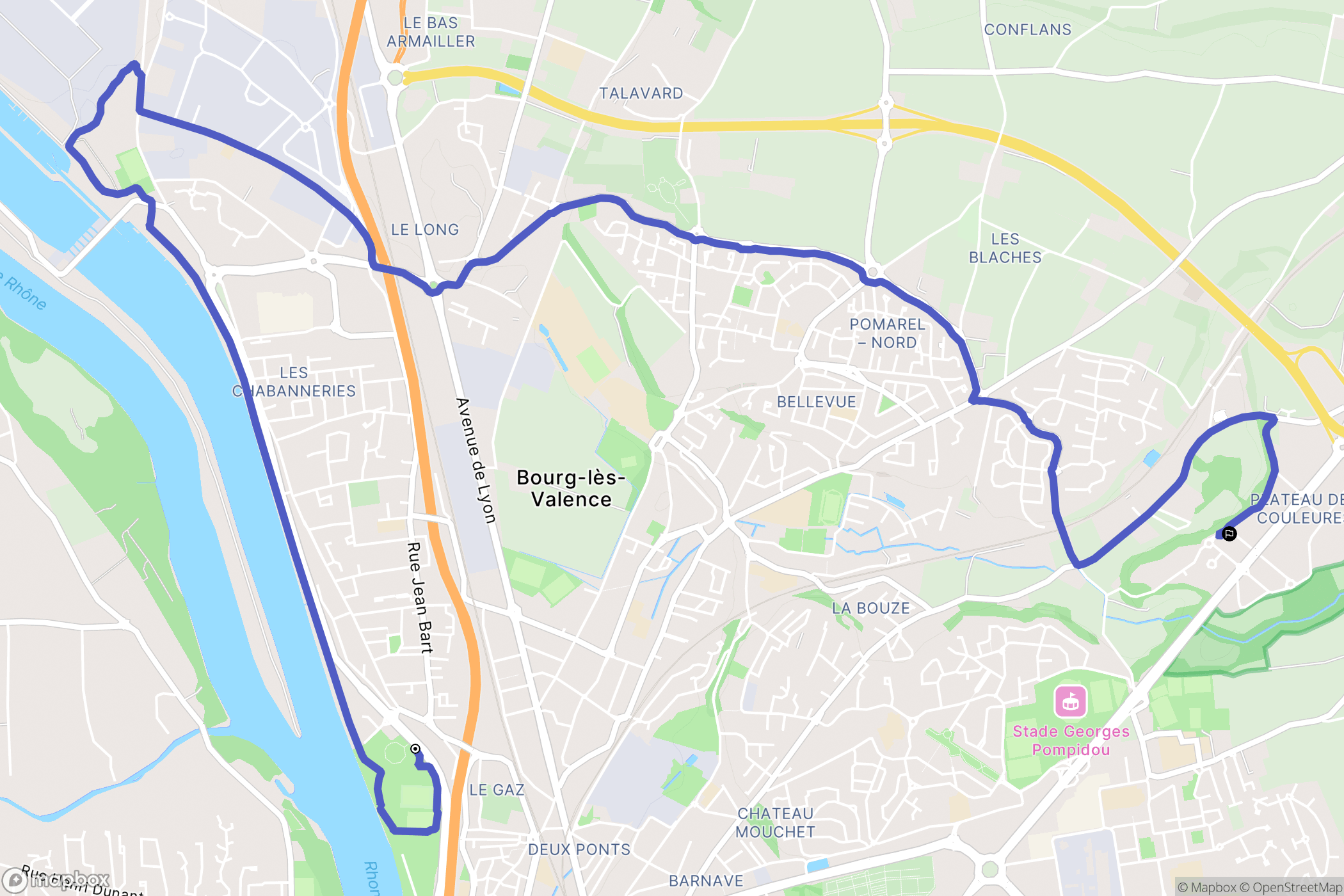 Bourg-lès-Valence : carte du parcours de randonnée - France