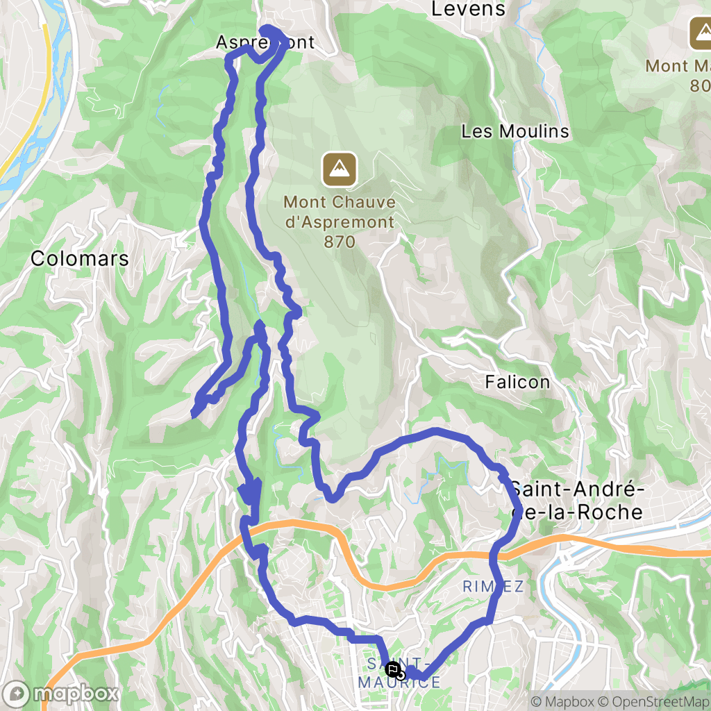 Nice : carte du parcours de randonnée - France