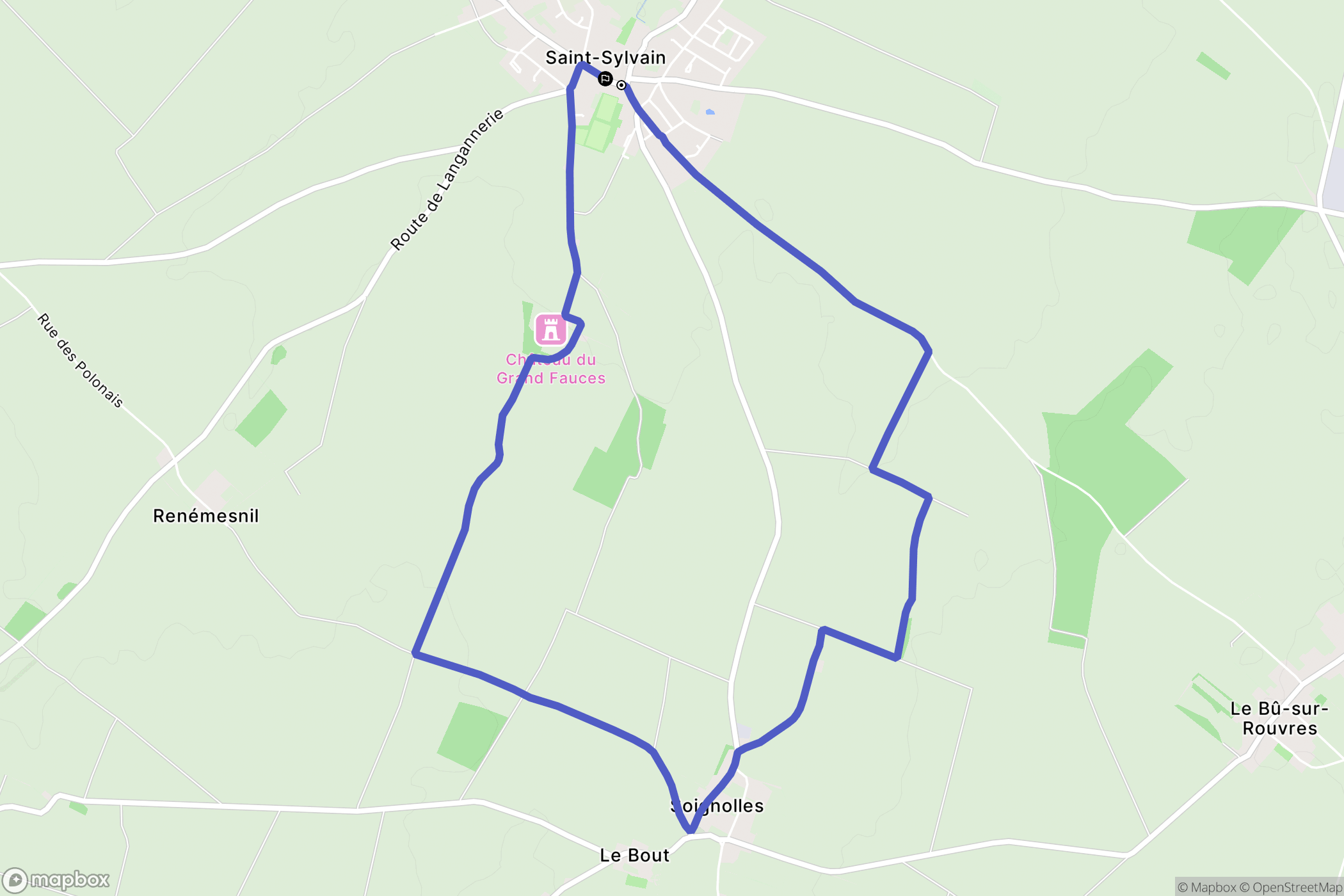 Saint-Sylvain : carte du parcours de randonnée - France