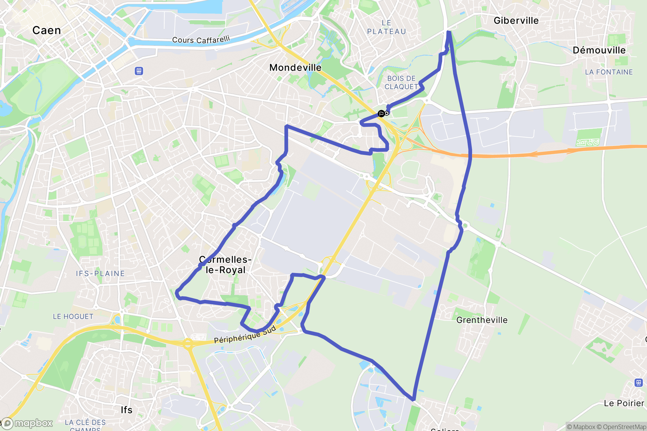 Mondeville : carte du parcours de randonnée - France
