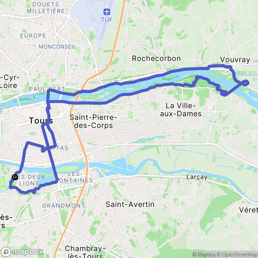 Tours : carte du parcours de randonnée - France
