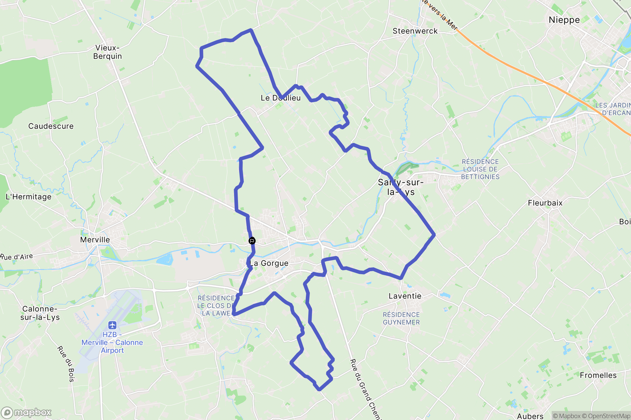Estaires : carte du parcours de randonnée - France