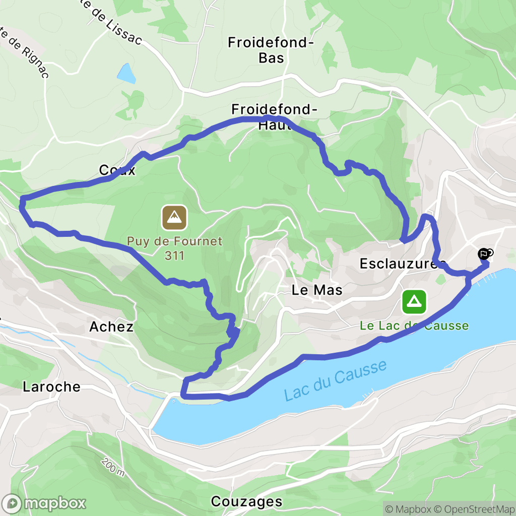 Lissac-sur-Couze : carte du parcours de randonnée - France