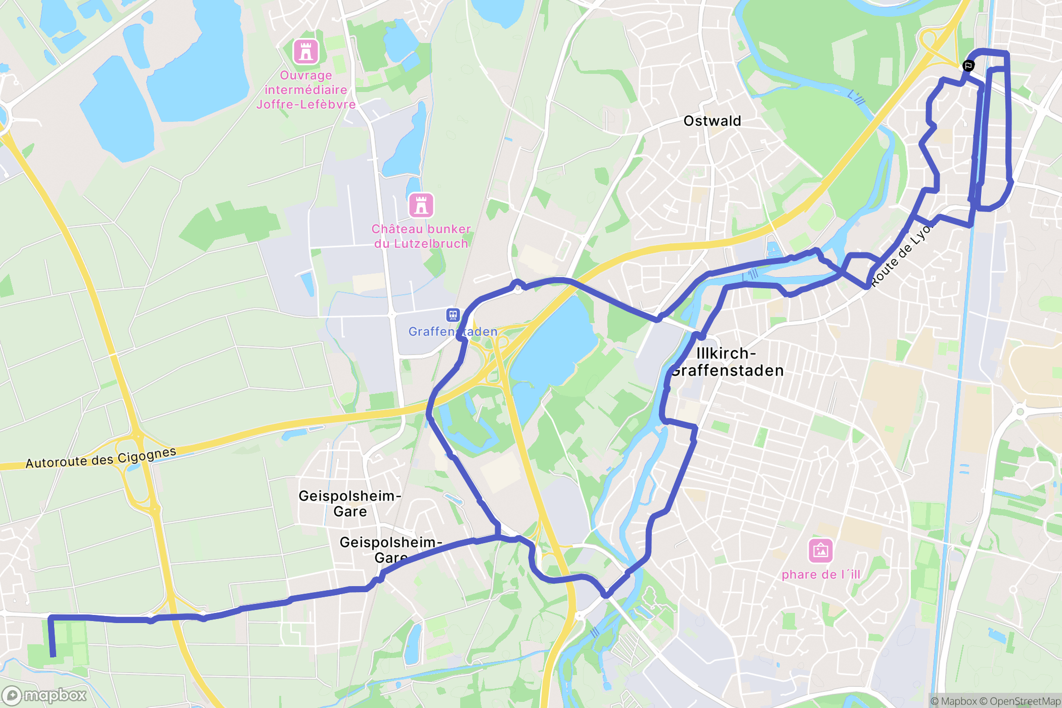 Illkirch-Graffenstaden : carte du parcours de randonnée - France