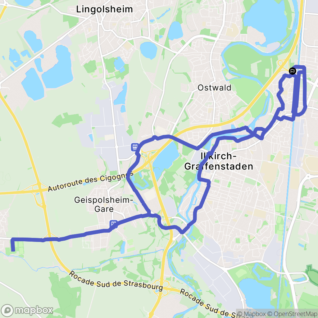 Illkirch-Graffenstaden : carte du parcours de randonnée - France