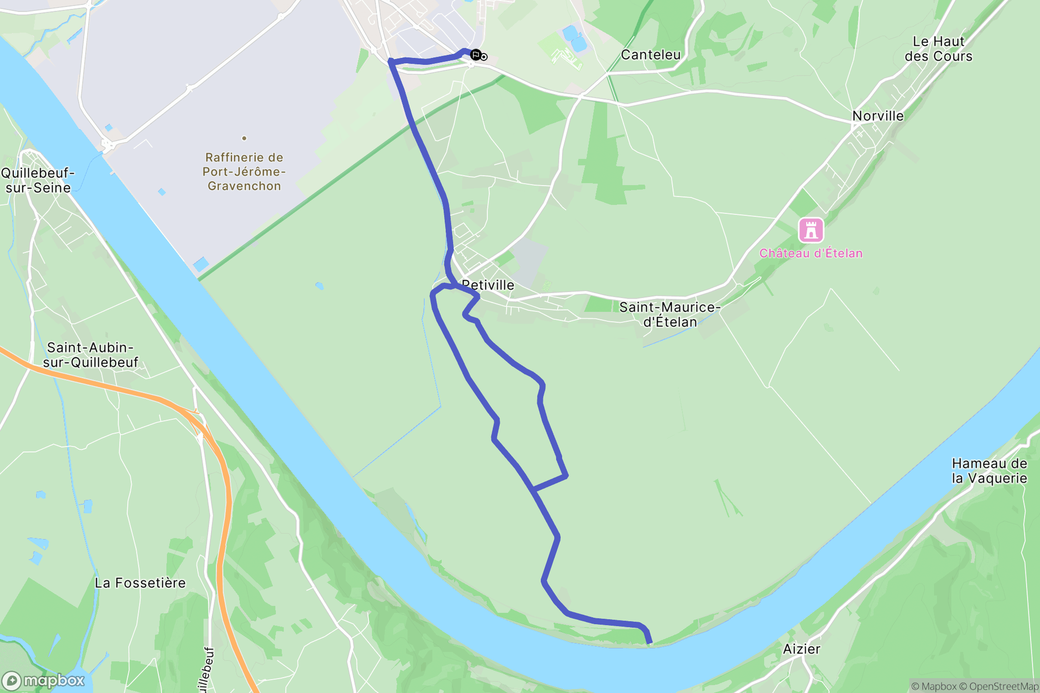Port-Jérôme-sur-Seine : carte du parcours de randonnée - France