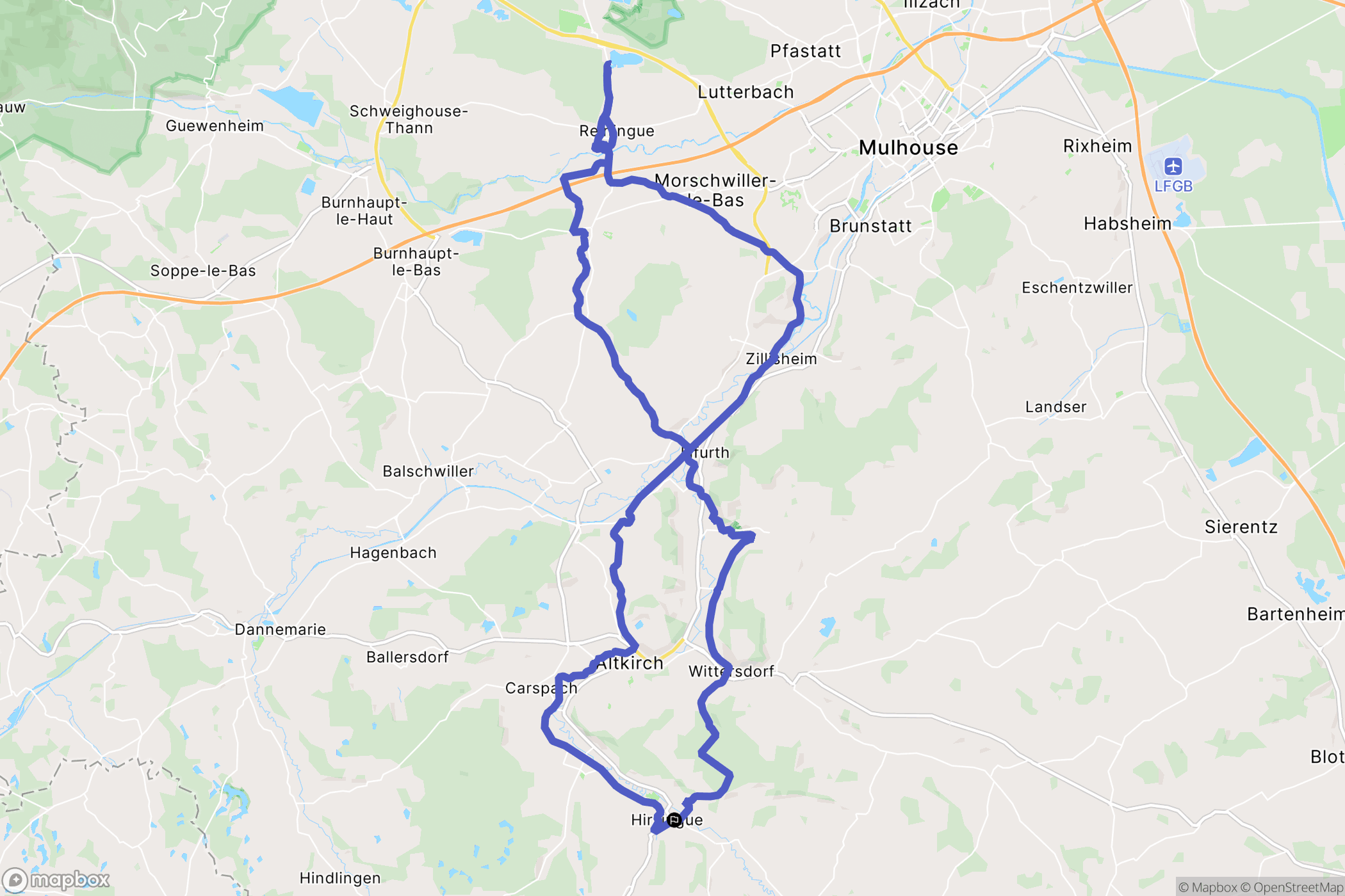 Hirsingue : carte du parcours de randonnée - France