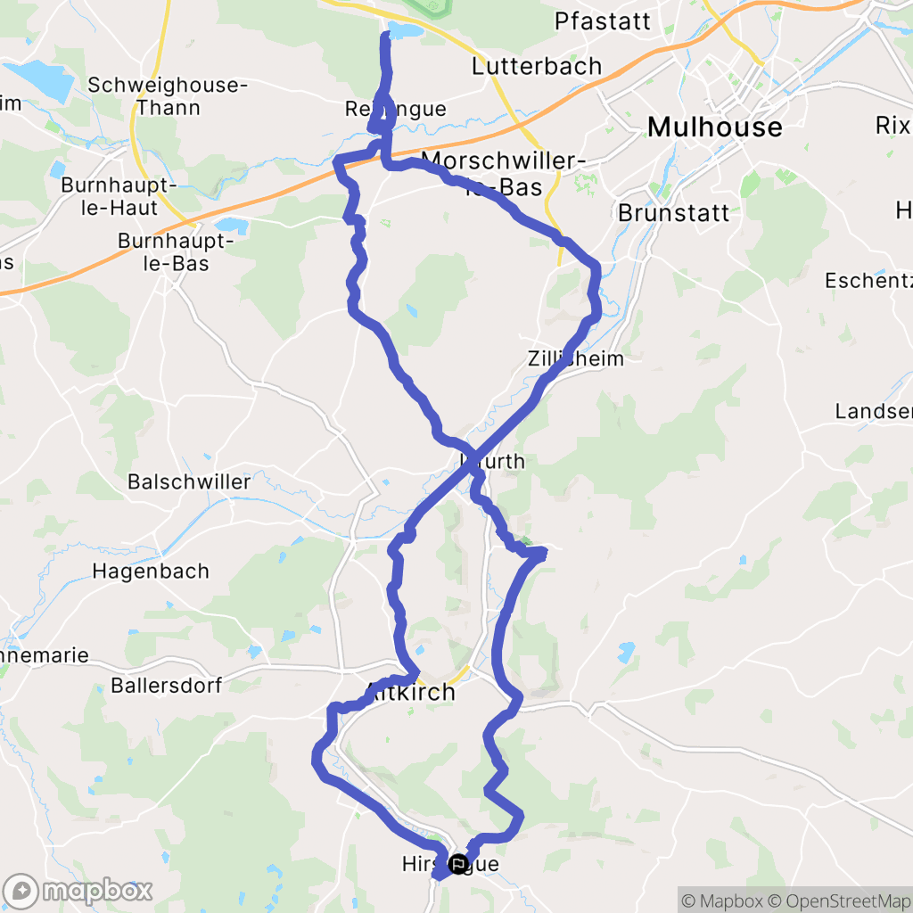 Hirsingue : carte du parcours de randonnée - France