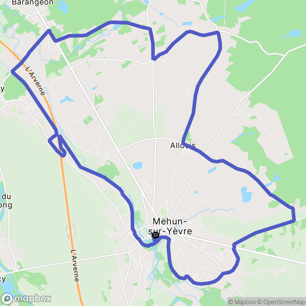 Mehun-sur-Yèvre : carte du parcours de randonnée - France