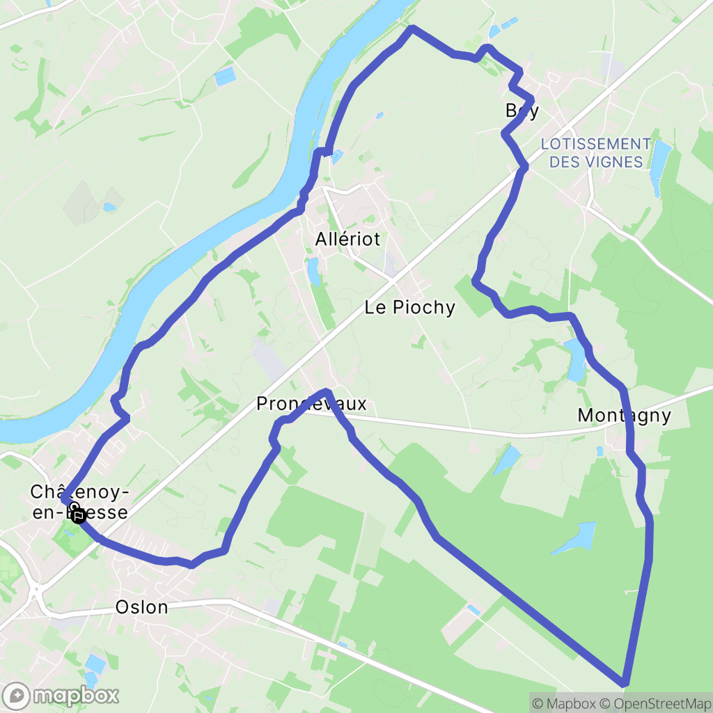 Châtenoy-en-Bresse : carte du parcours de randonnée - France