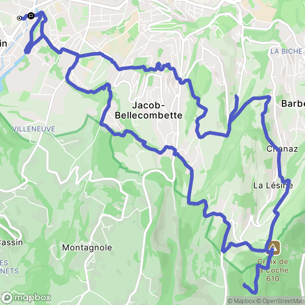 Cognin : carte du parcours de randonnée - France