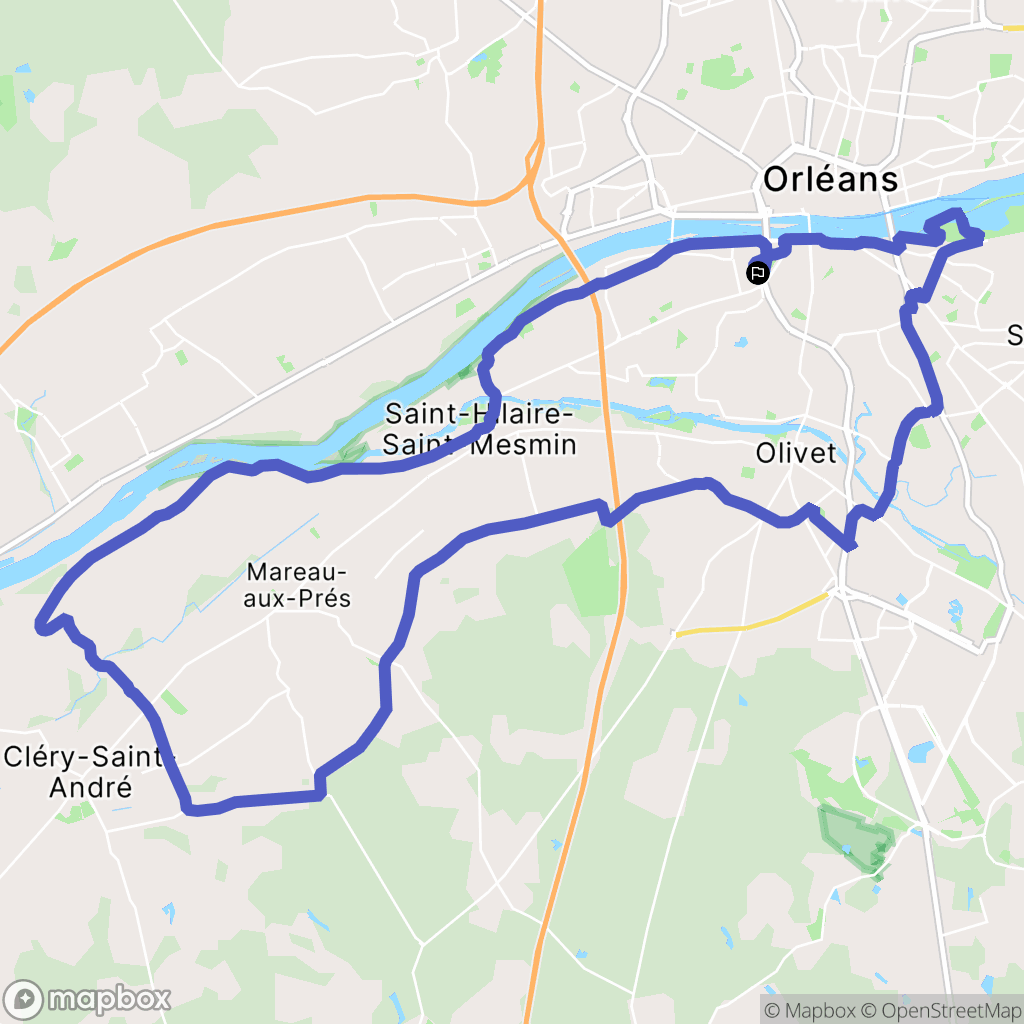 Orléans : carte du parcours de randonnée - France
