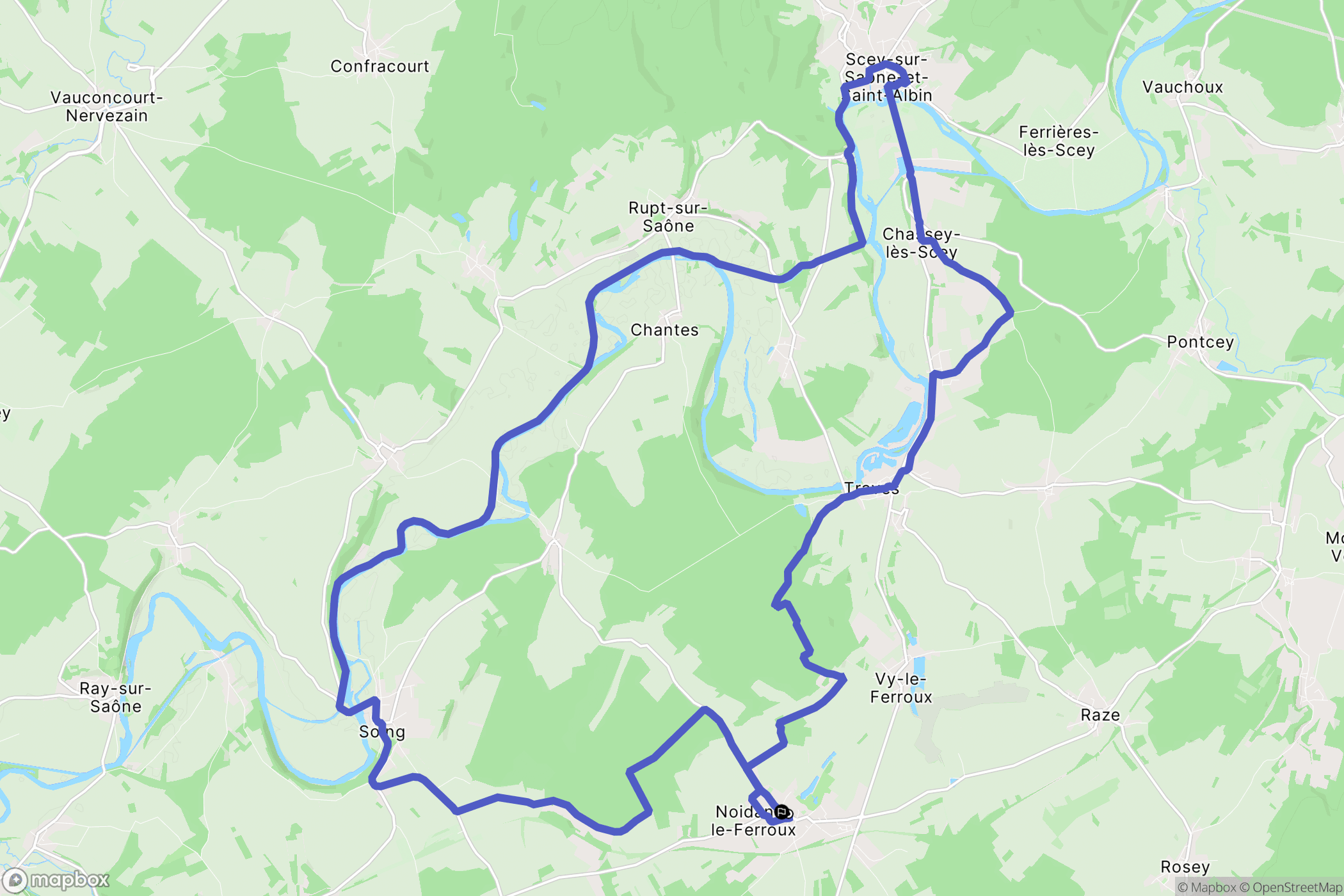 Noidans-le-Ferroux : carte du parcours de randonnée - France