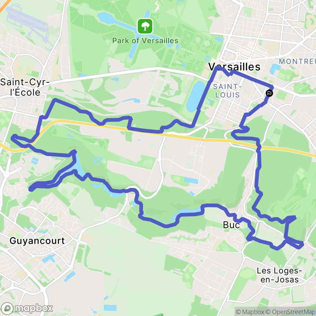 Versailles : carte du parcours de randonnée - France