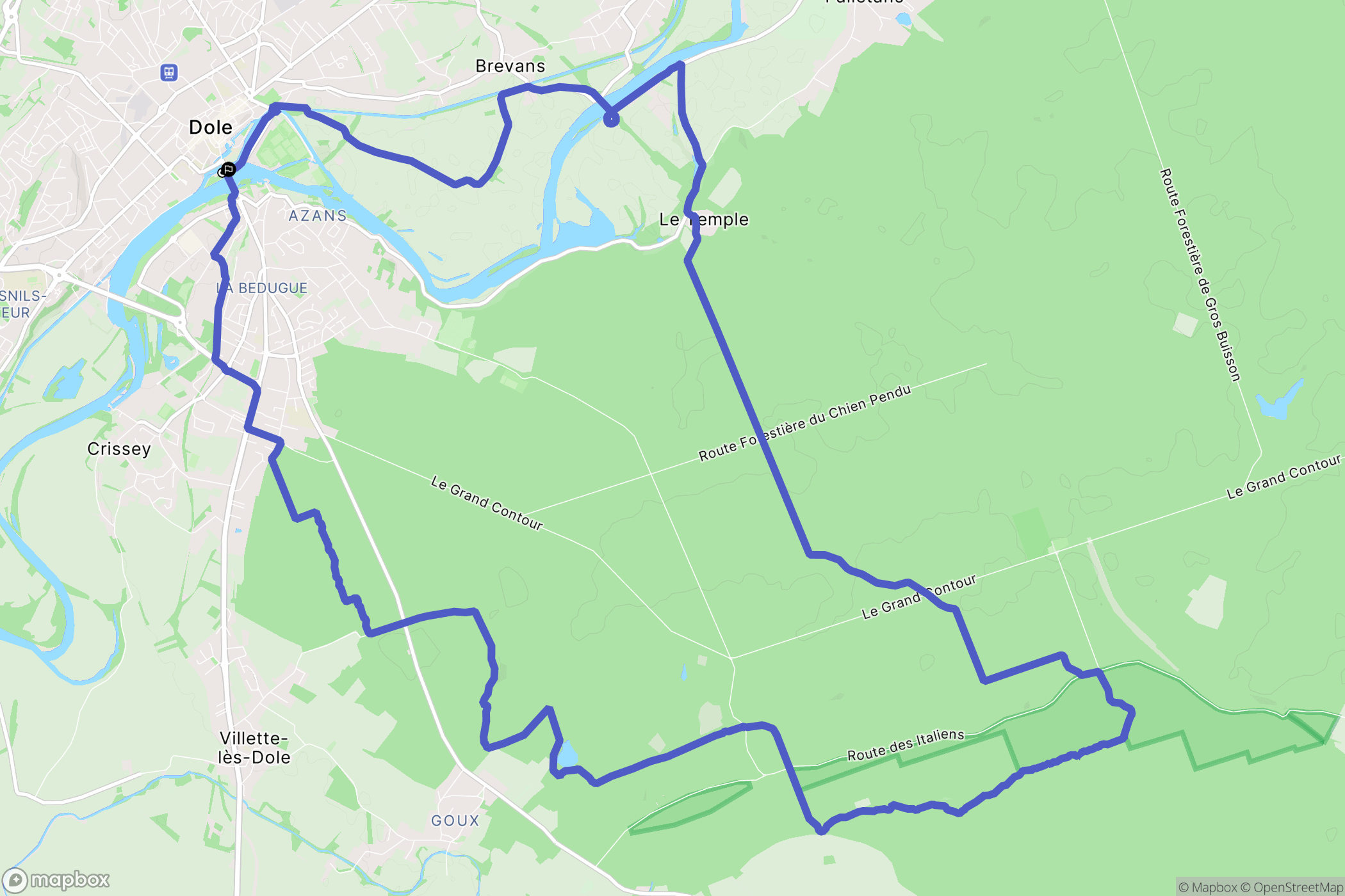 Dole : carte du parcours de randonnée - France