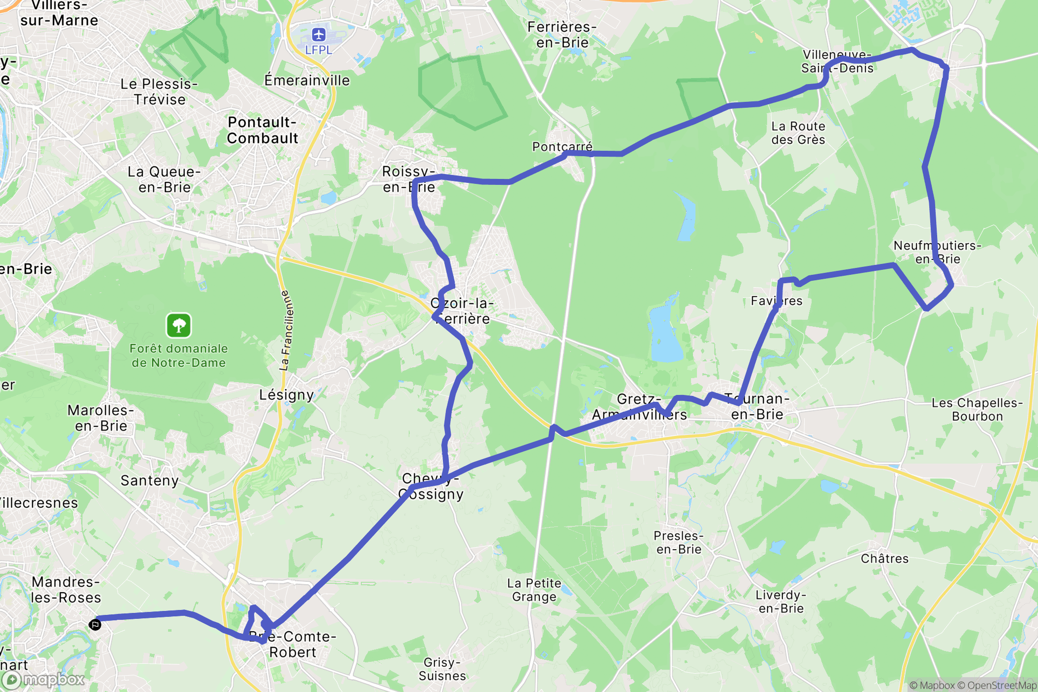 Périgny : carte du parcours de randonnée - France