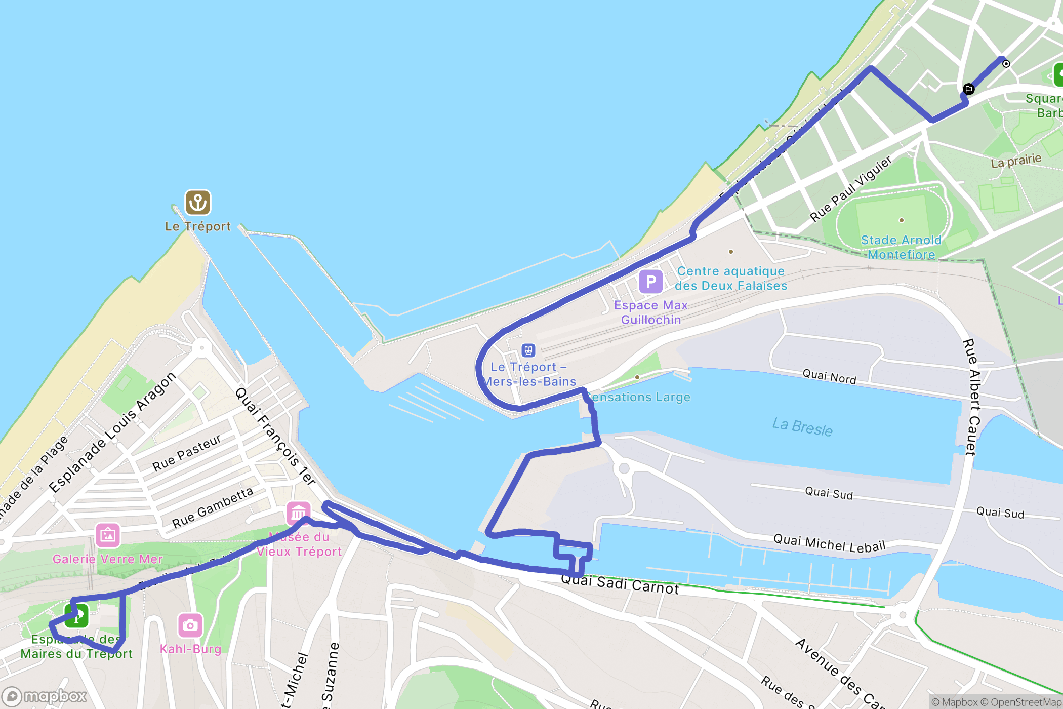 Mers-les-Bains : carte du parcours de randonnée - France
