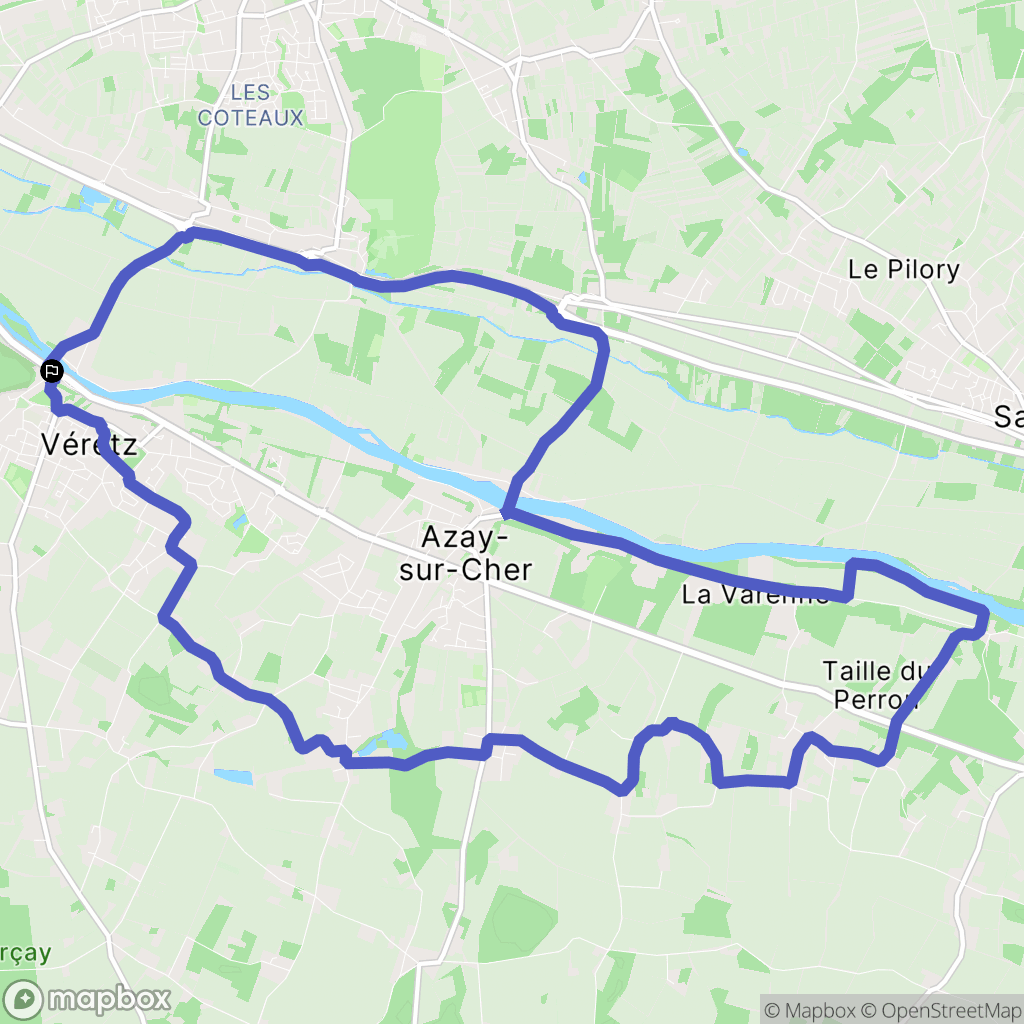 Véretz : carte du parcours de randonnée - France