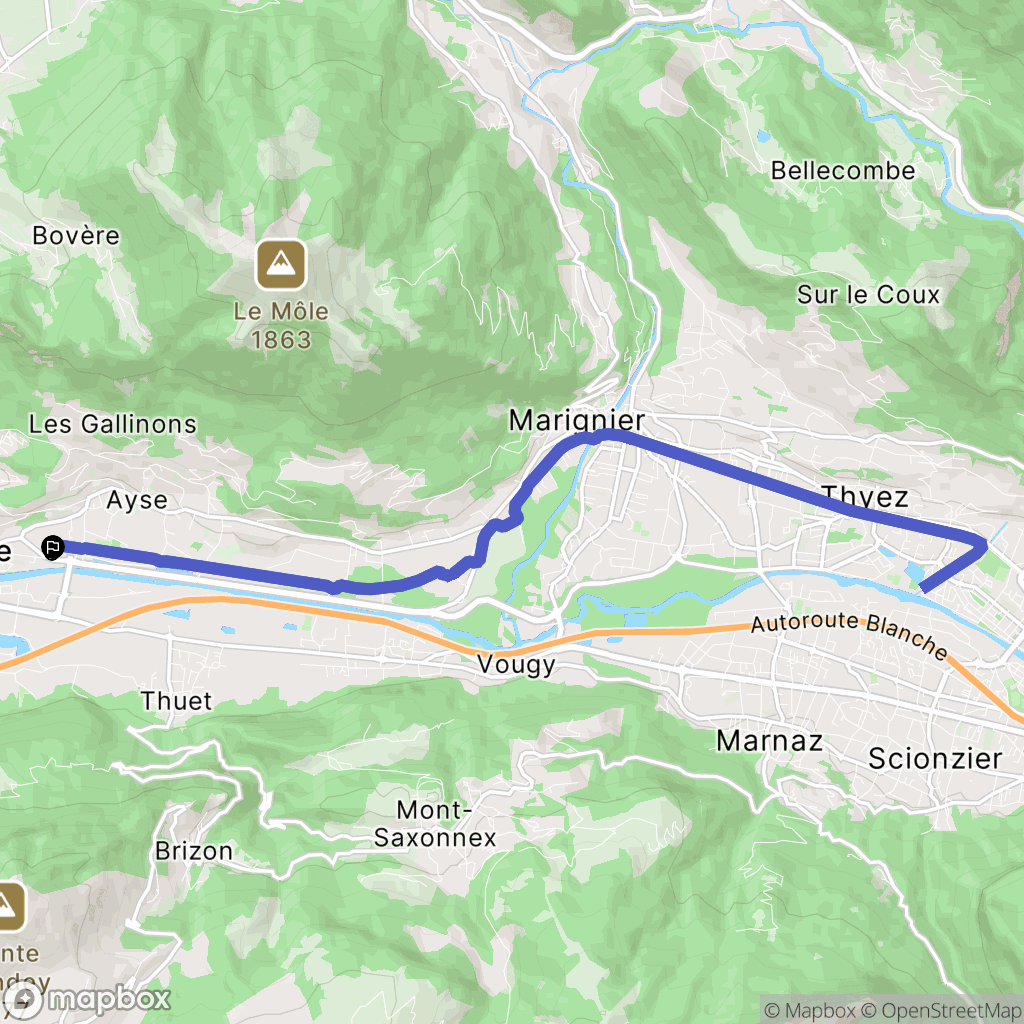 Ayse : carte du parcours de randonnée - France