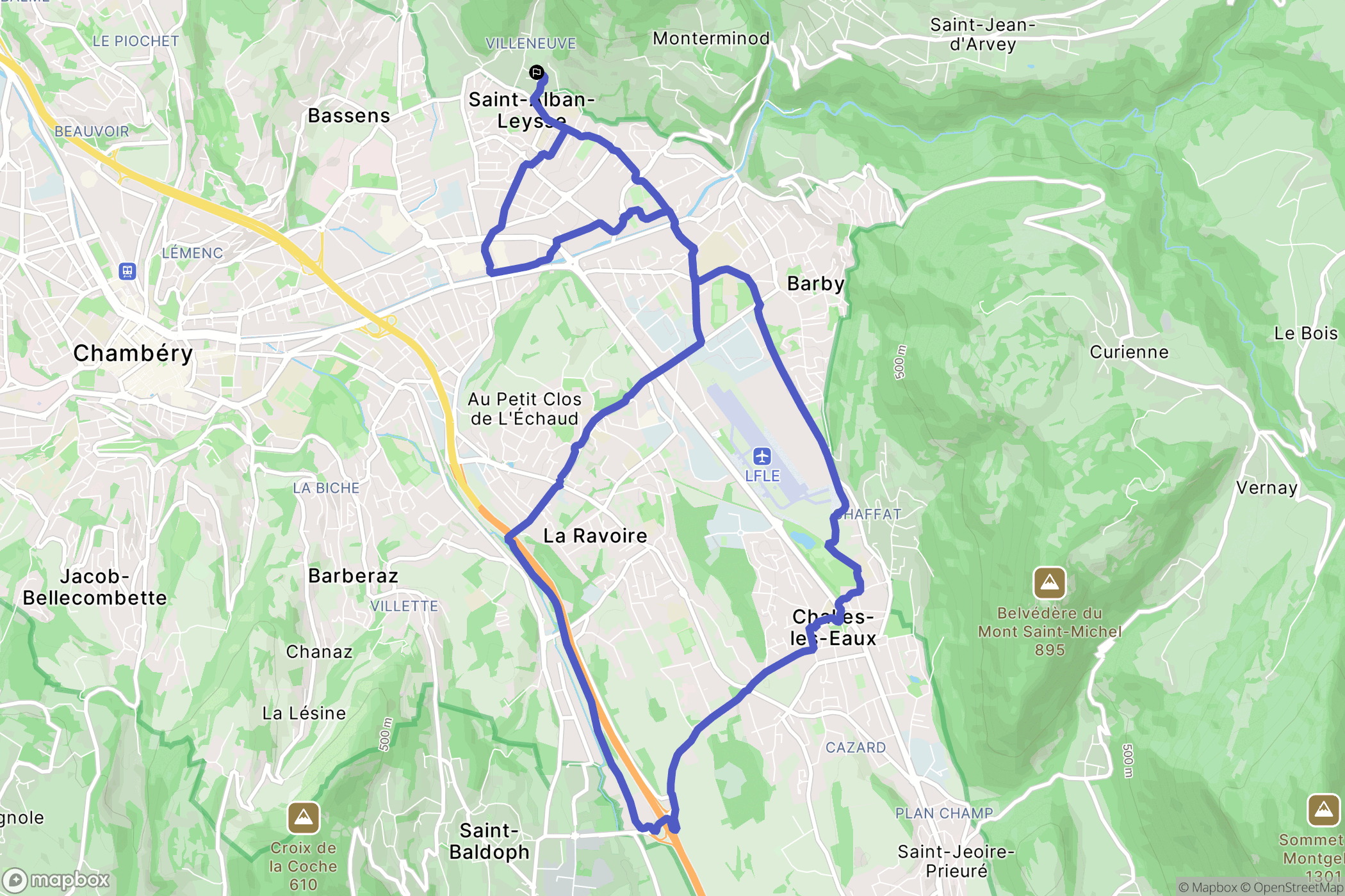 Saint-Alban-Leysse : carte du parcours de randonnée - France