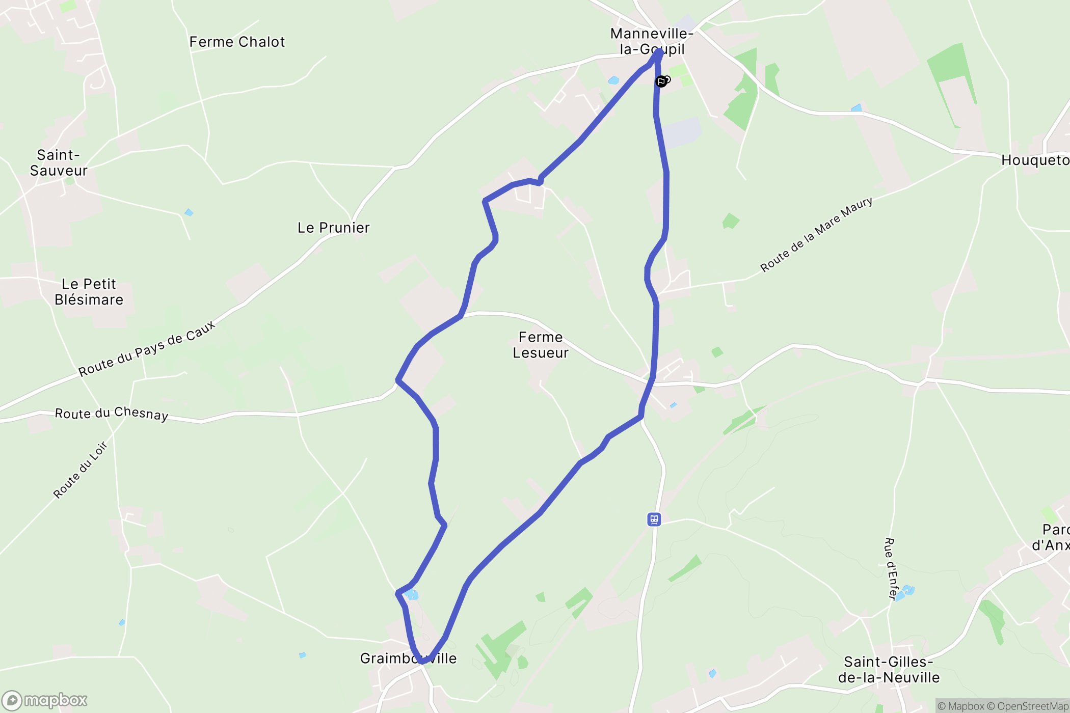 Manneville-la-Goupil : carte du parcours de randonnée - France