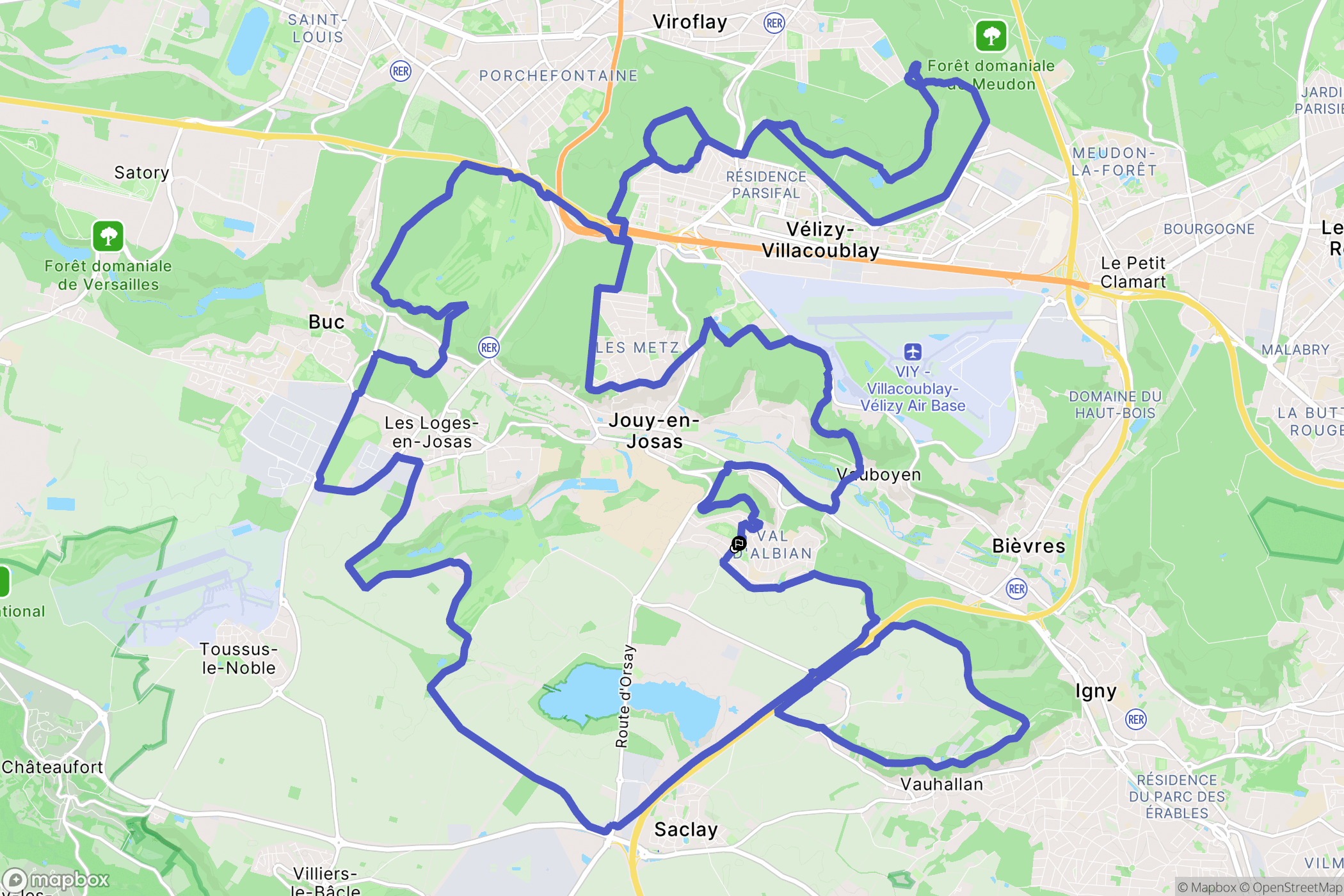 Saclay : carte du parcours de randonnée - France