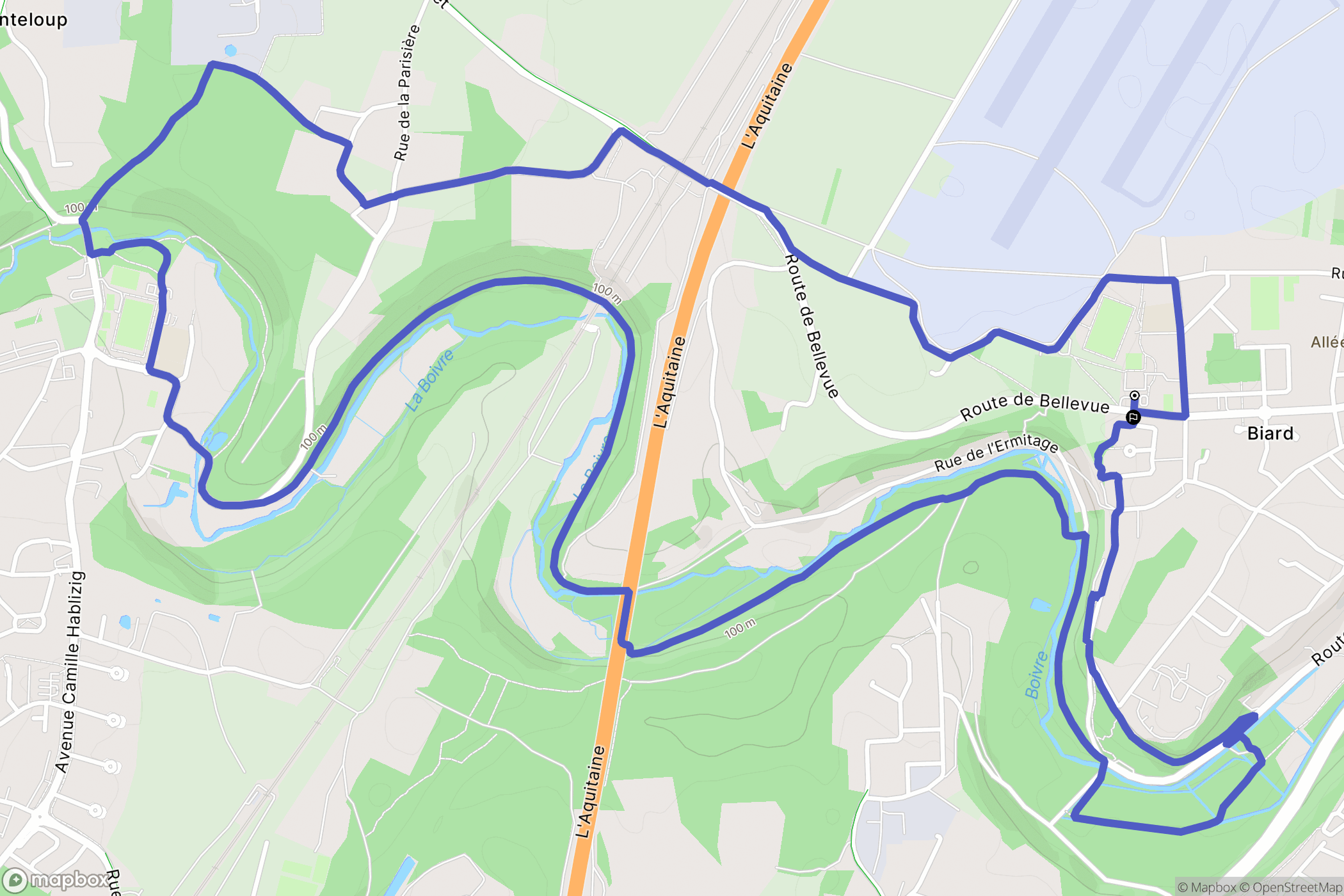 Biard : carte du parcours de randonnée - France