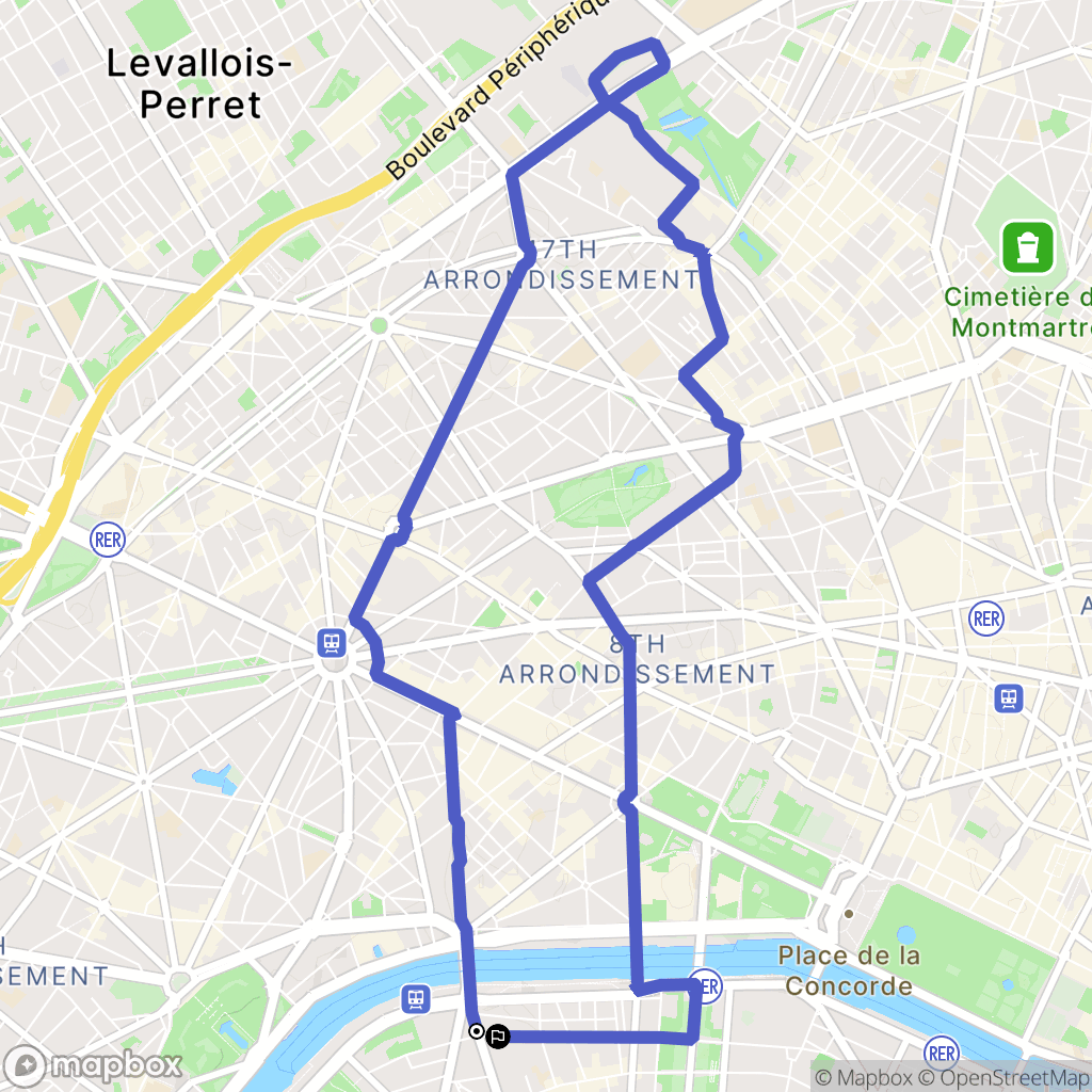 Paris : carte du parcours de randonnée - France