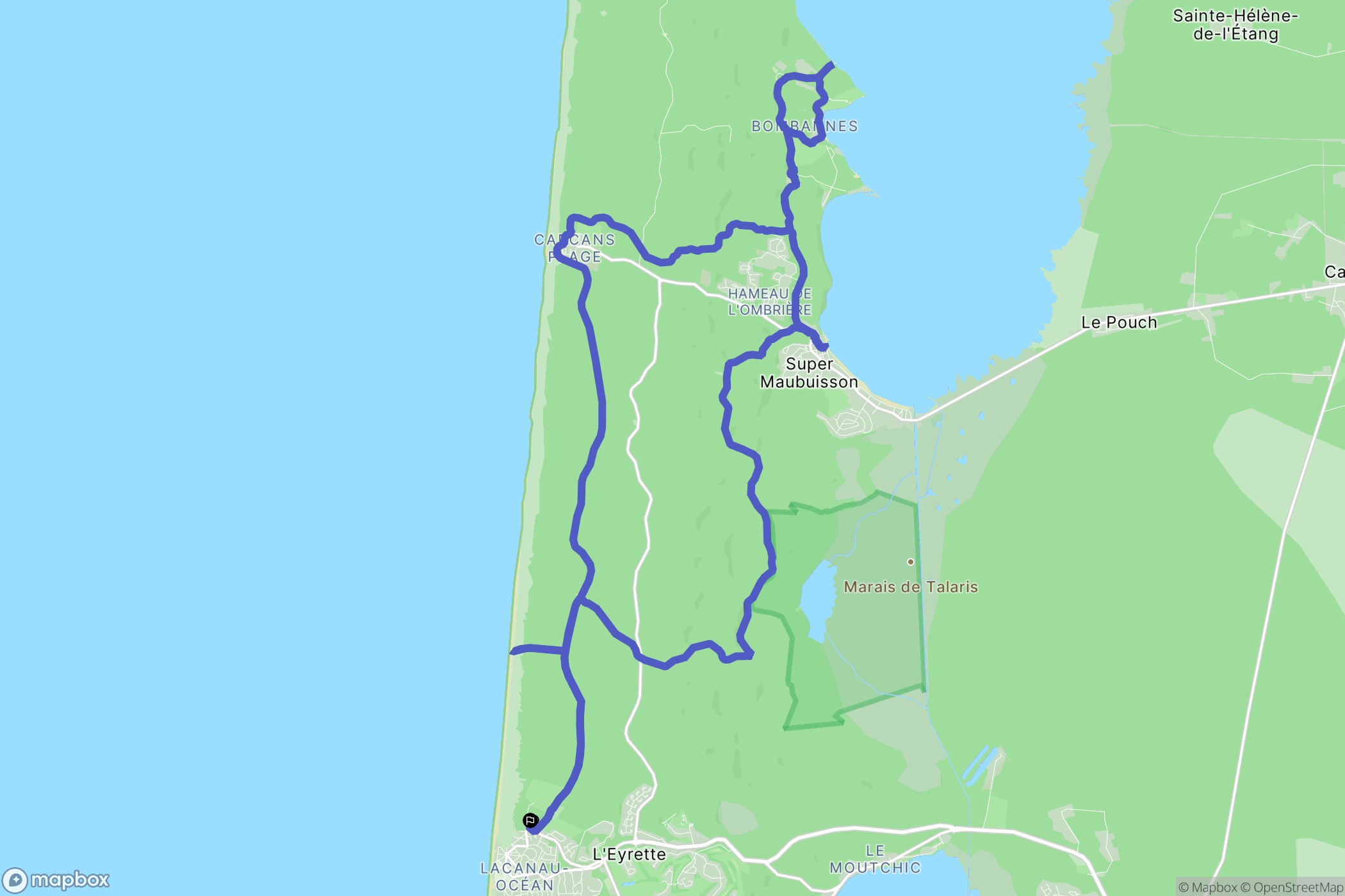 Lacanau : carte du parcours de randonnée - France