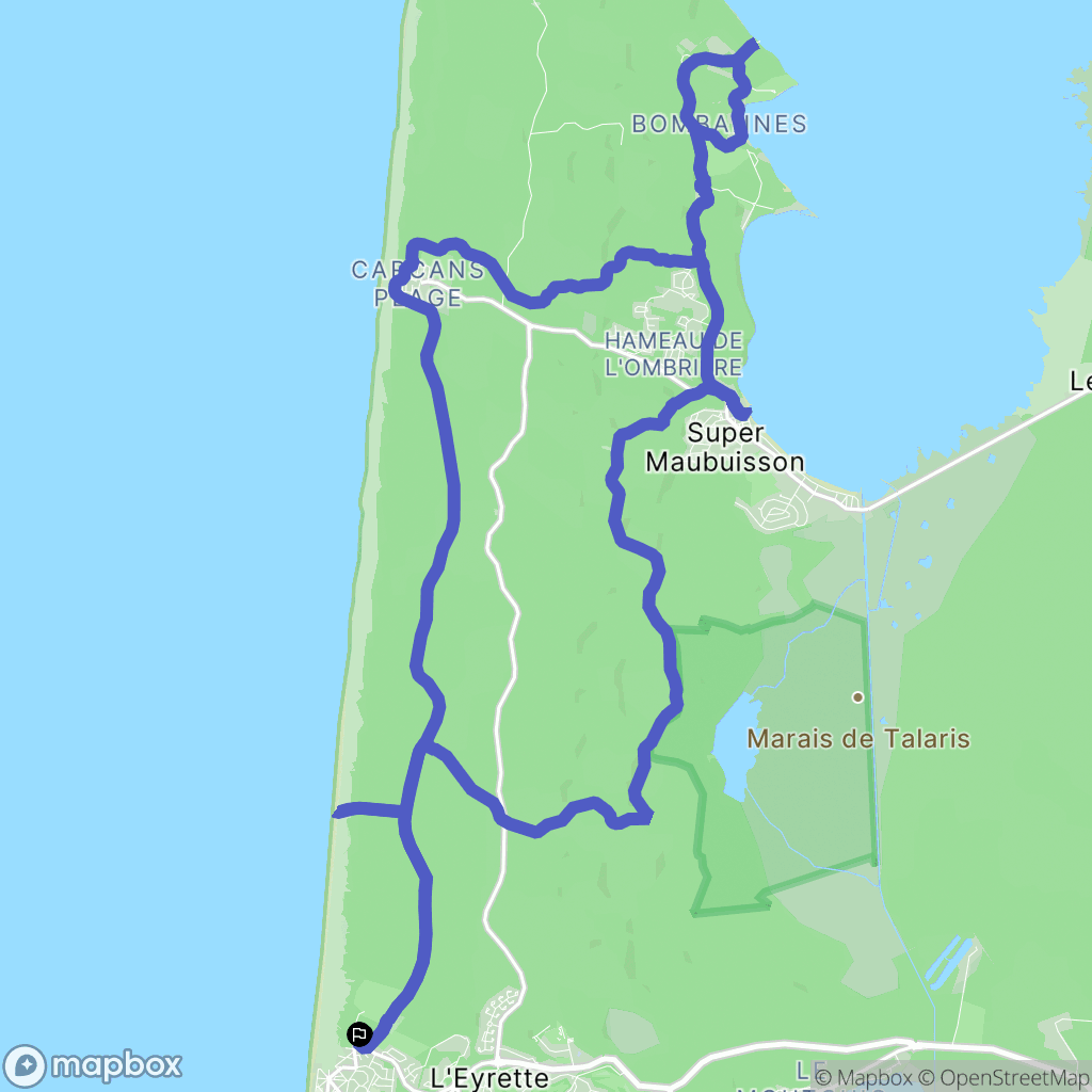 Lacanau : carte du parcours de randonnée - France