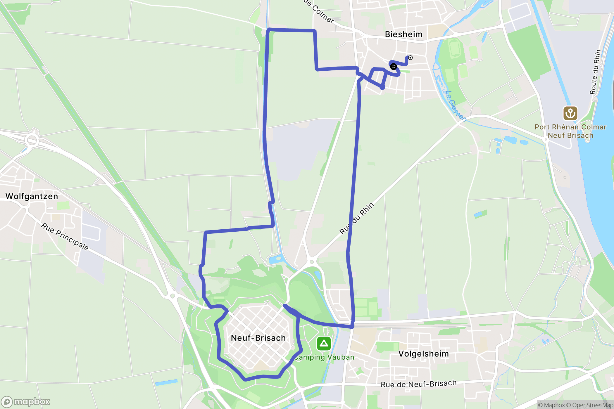 Biesheim : carte du parcours de randonnée - France