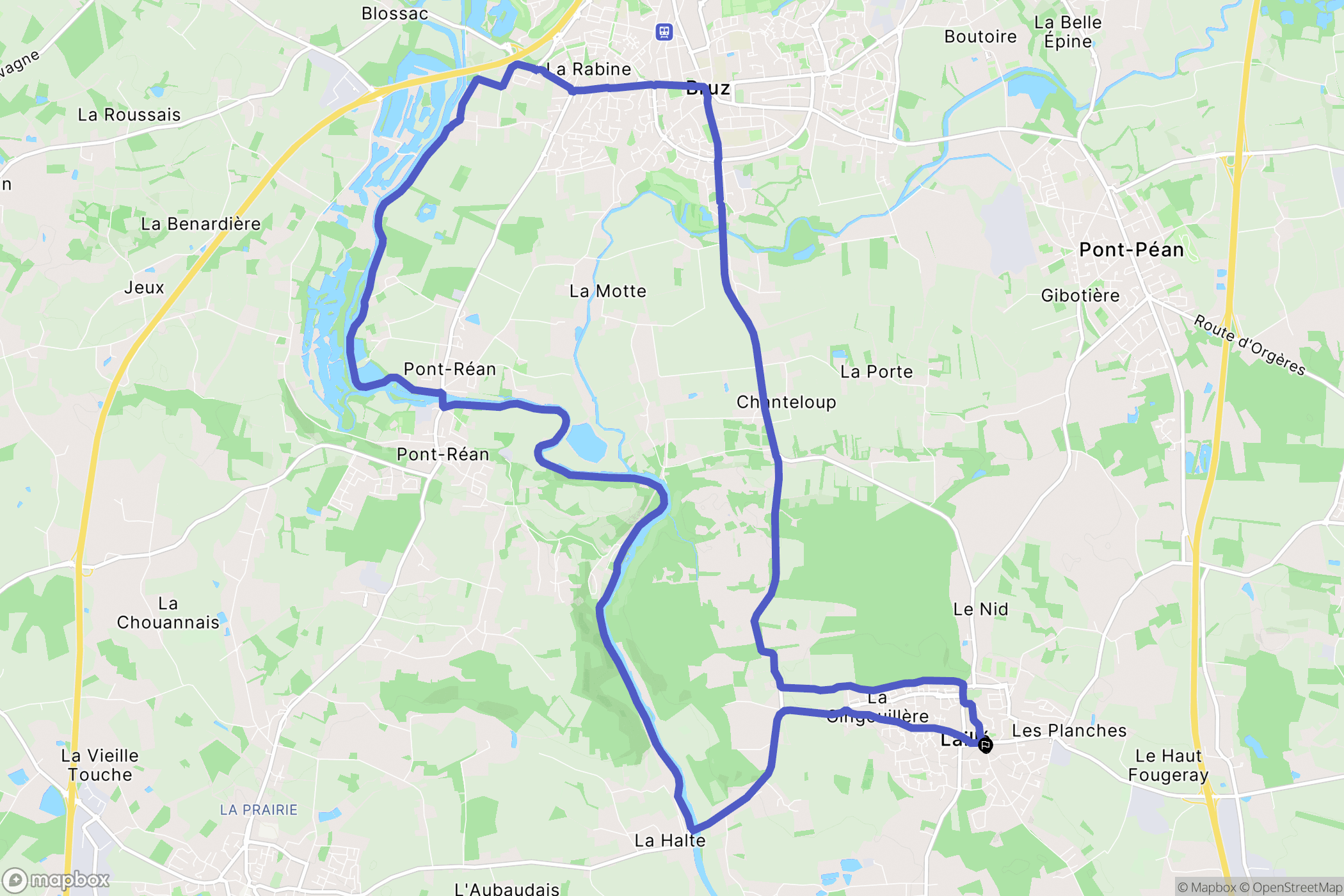 Laillé : carte du parcours de randonnée - France