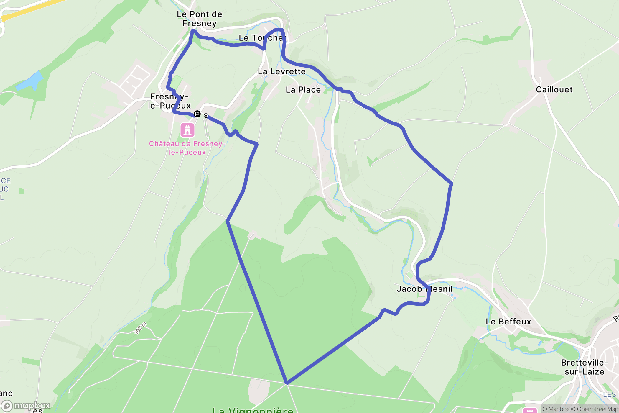 Fresney-le-Puceux : carte du parcours de randonnée - France