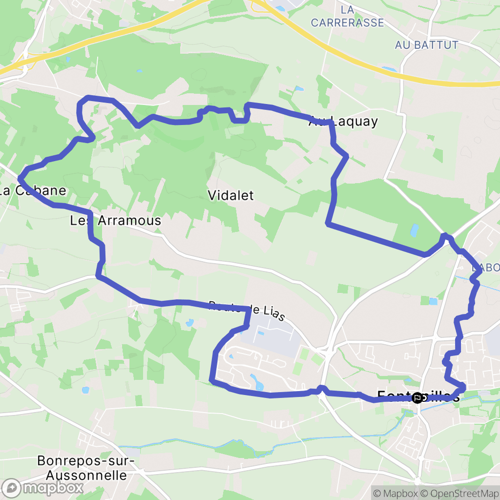 Fontenilles : carte du parcours de randonnée - France