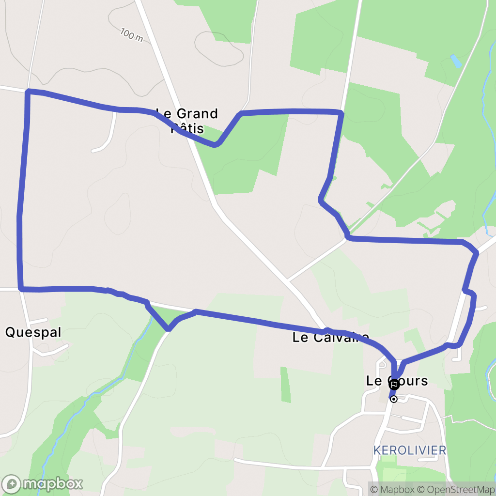 Le Cours : carte du parcours de randonnée - France