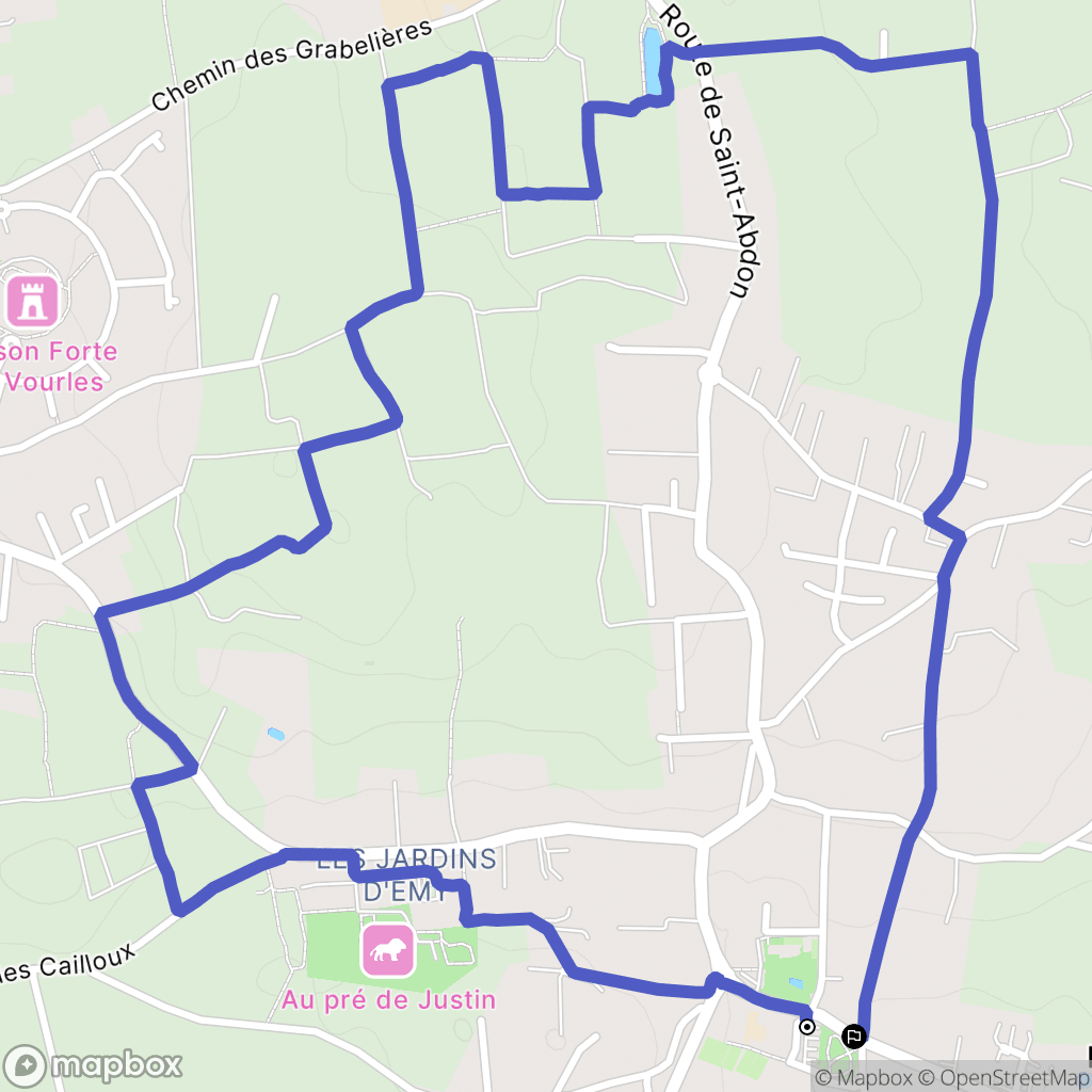Charly : carte du parcours de randonnée - France