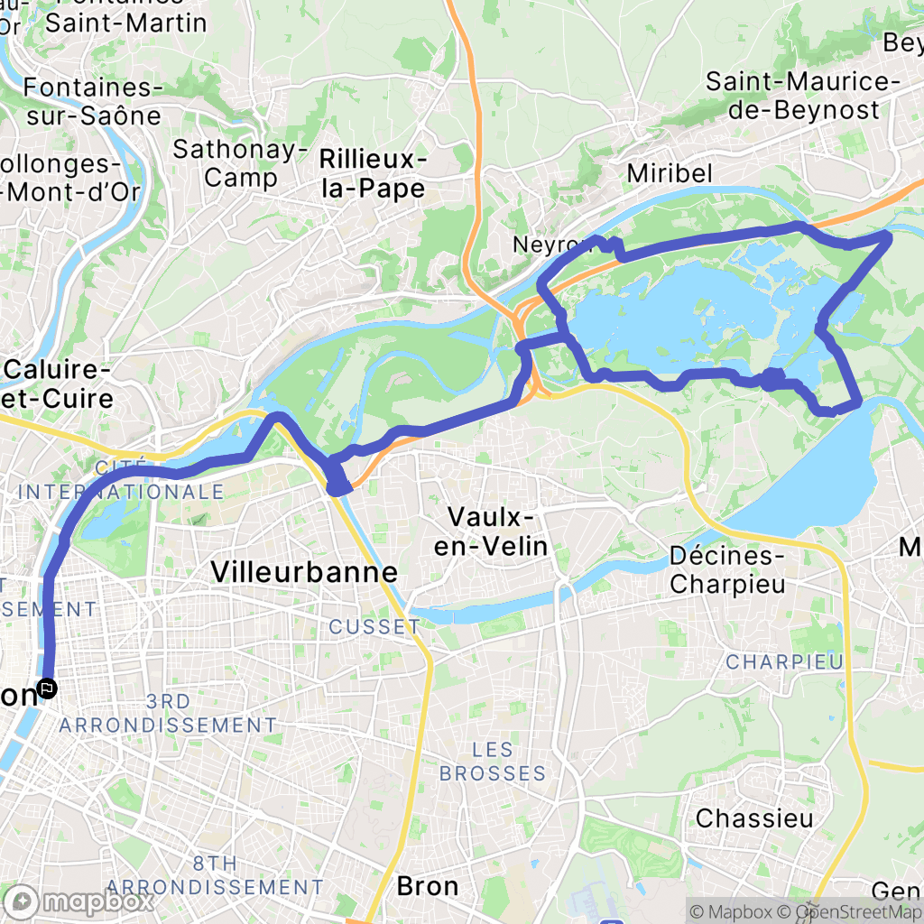 Lyon : carte du parcours de randonnée - France
