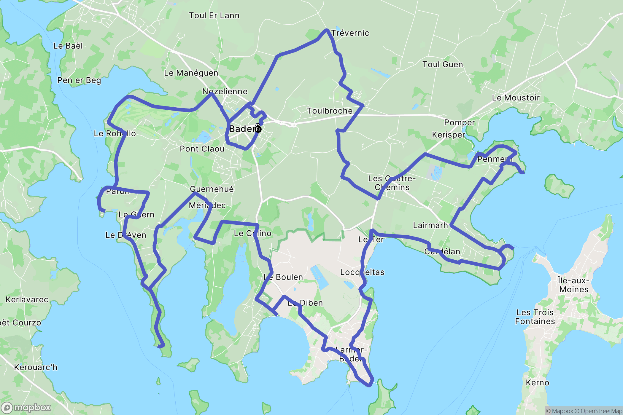 Baden : carte du parcours de randonnée - France