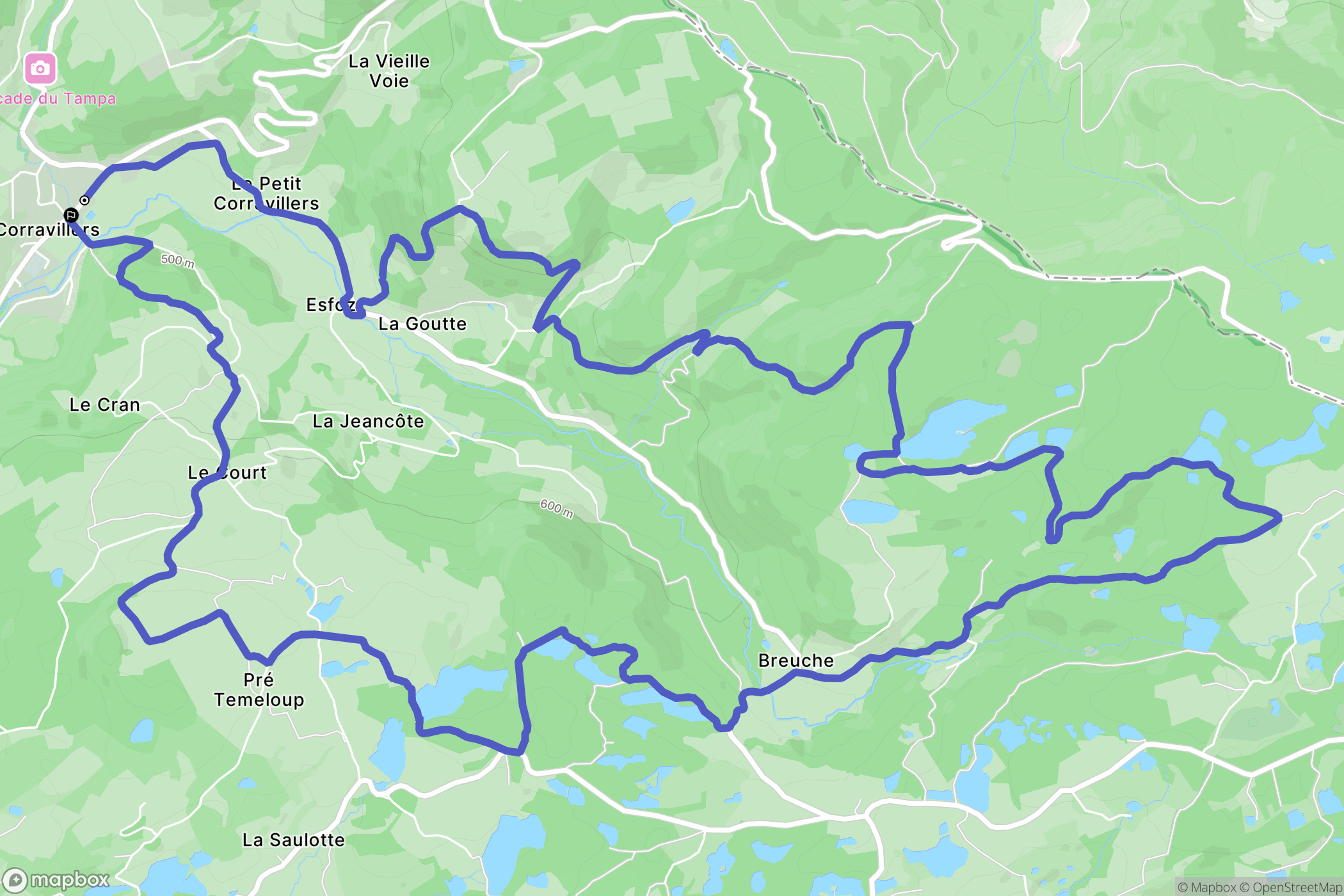 Corravillers : carte du parcours de randonnée - France