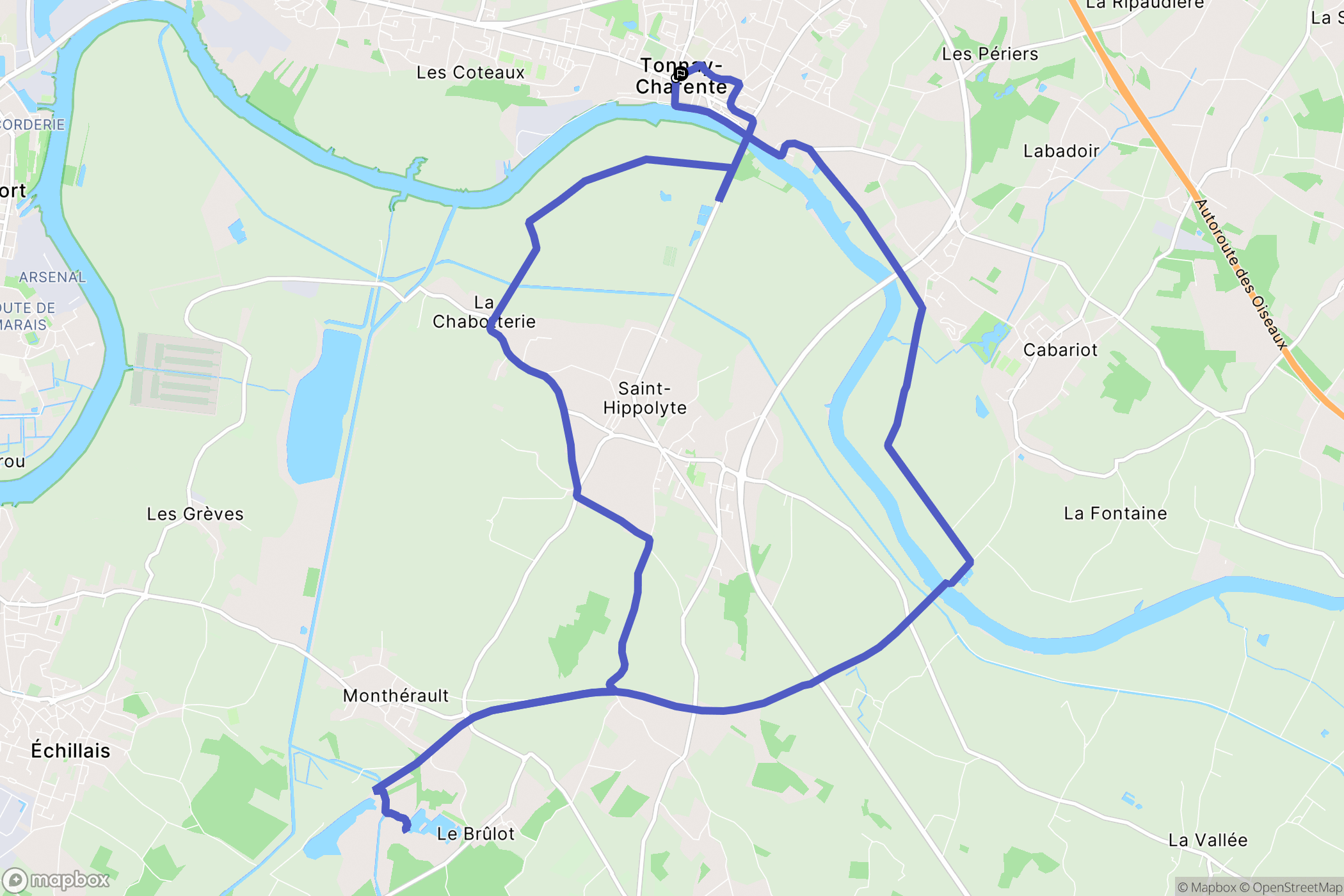 Tonnay-Charente : carte du parcours de randonnée - France