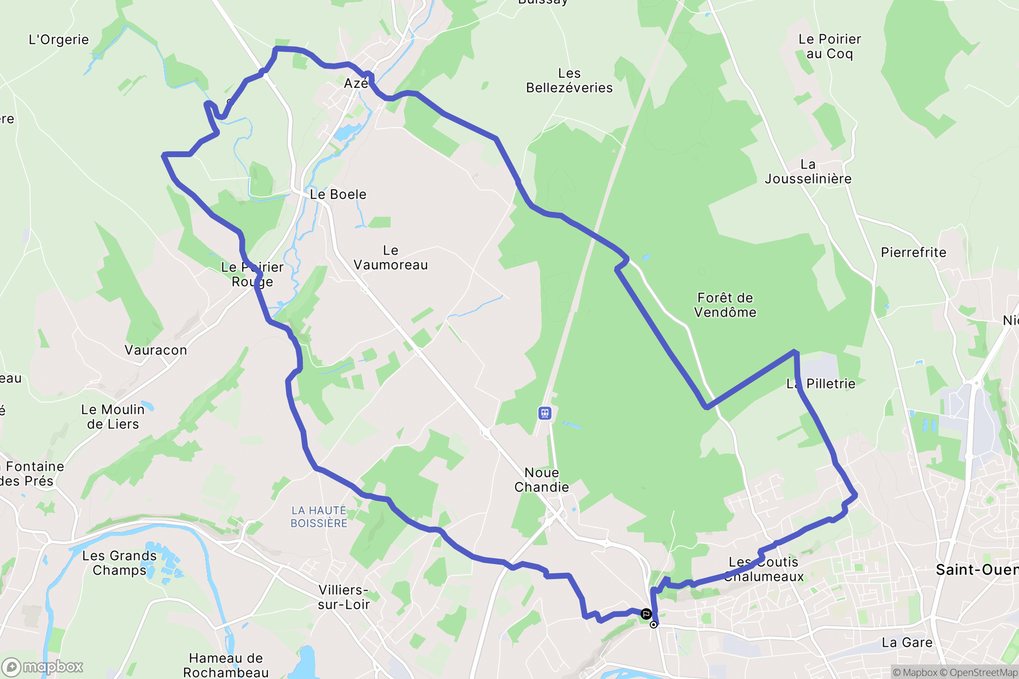 Vendôme : carte du parcours de randonnée - France