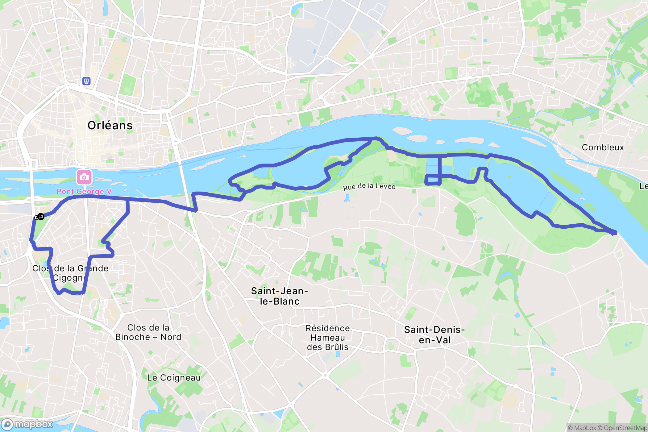 Orléans : carte du parcours de randonnée - France