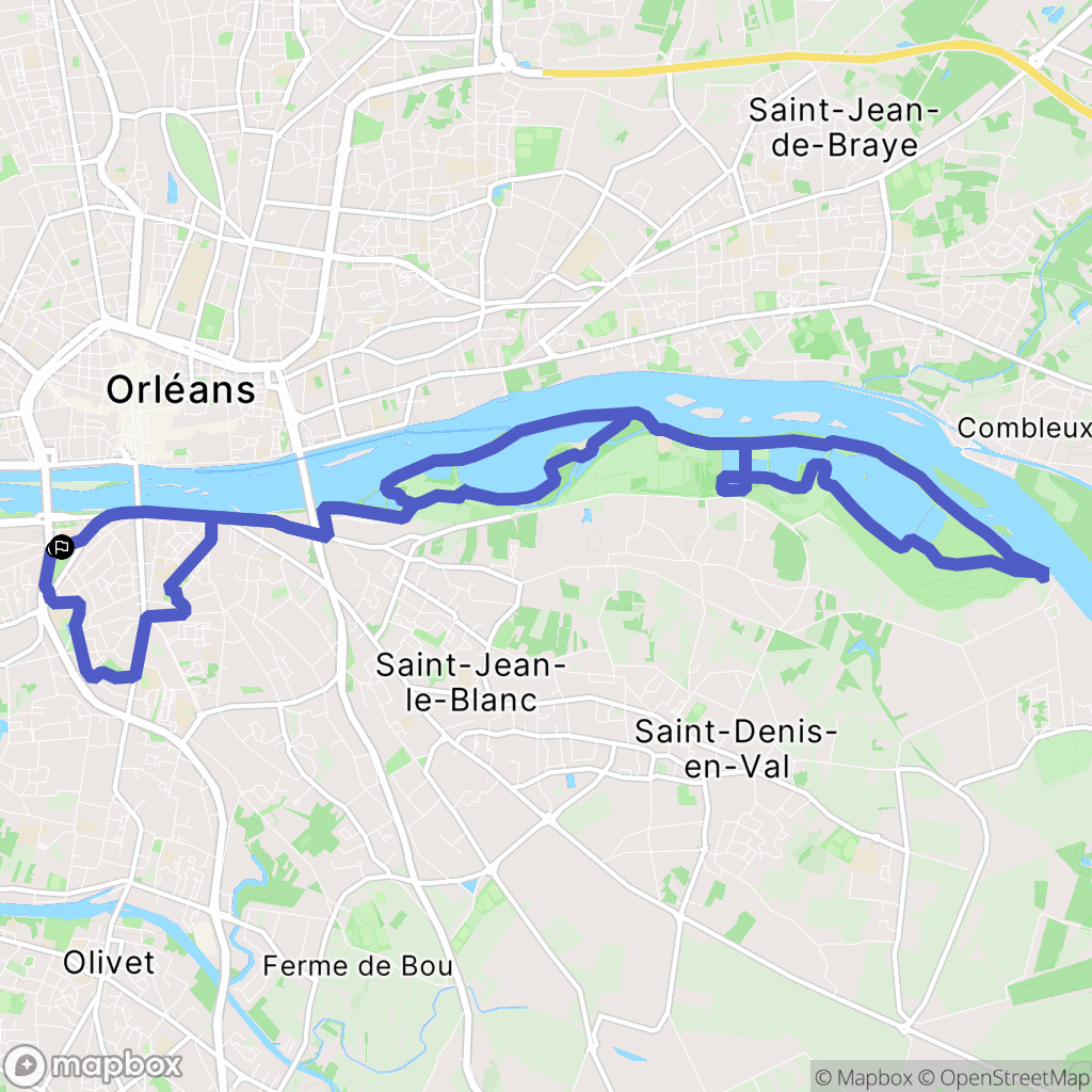 Orléans : carte du parcours de randonnée - France