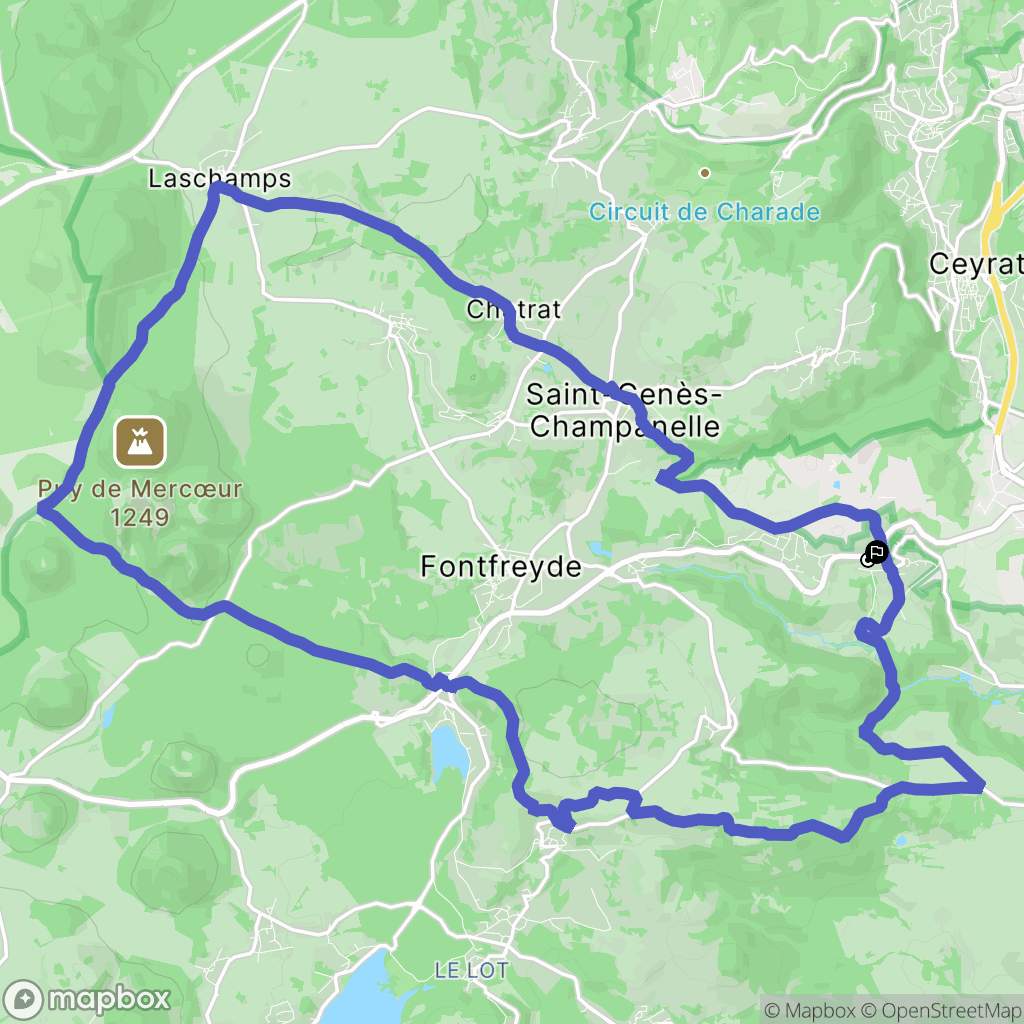 Chanonat : carte du parcours de randonnée - France