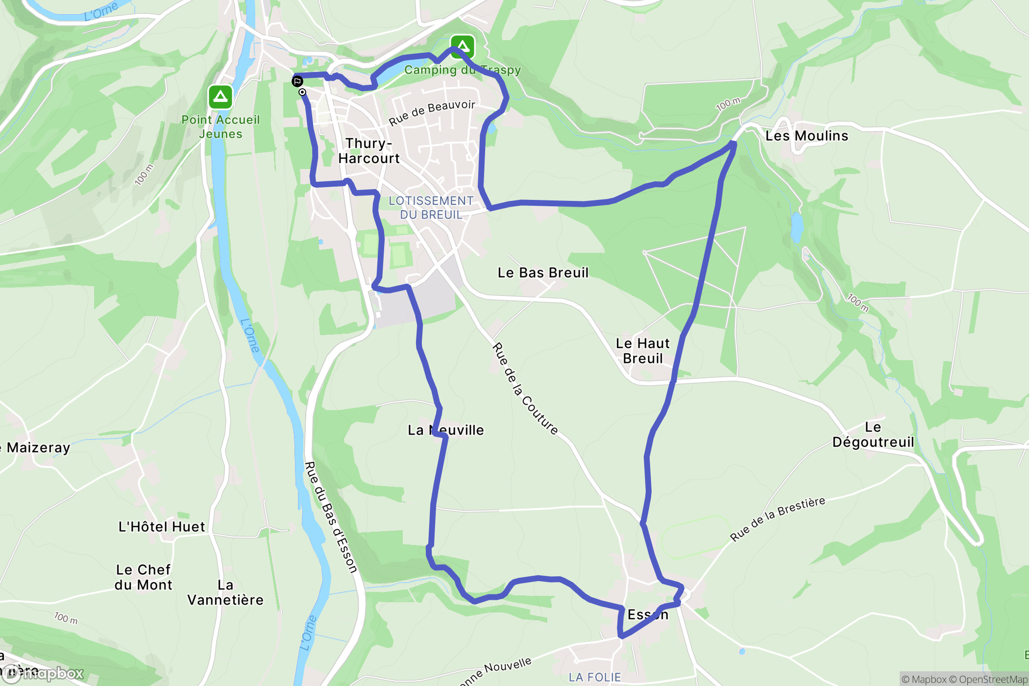 Le Hom : carte du parcours de randonnée - France