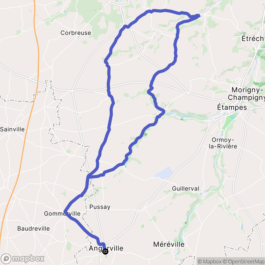 Angerville : carte du parcours de randonnée - France