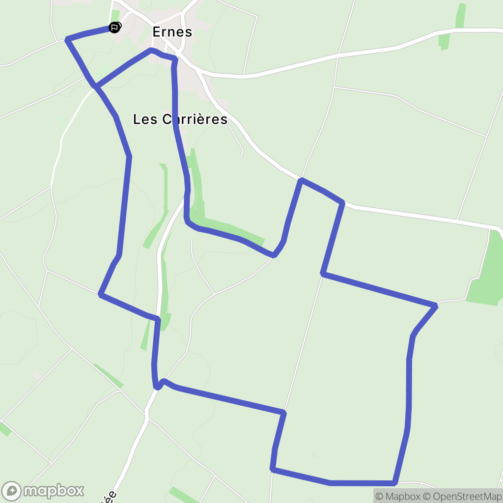Ernes : carte du parcours de randonnée - France