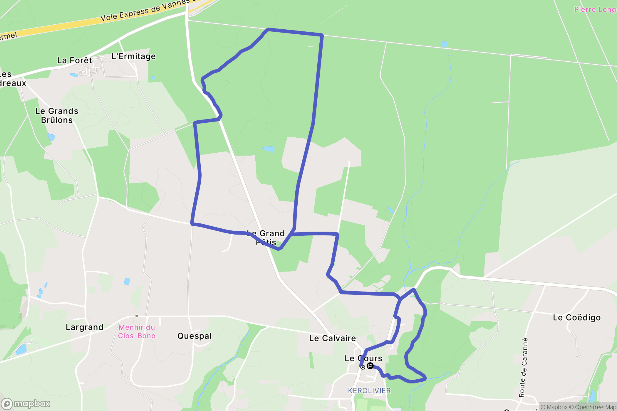 Le Cours : carte du parcours de randonnée - France