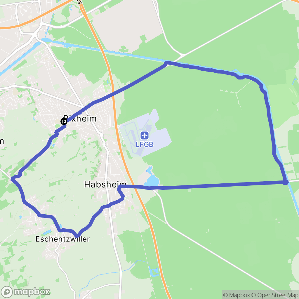 Rixheim : carte du parcours de randonnée - France