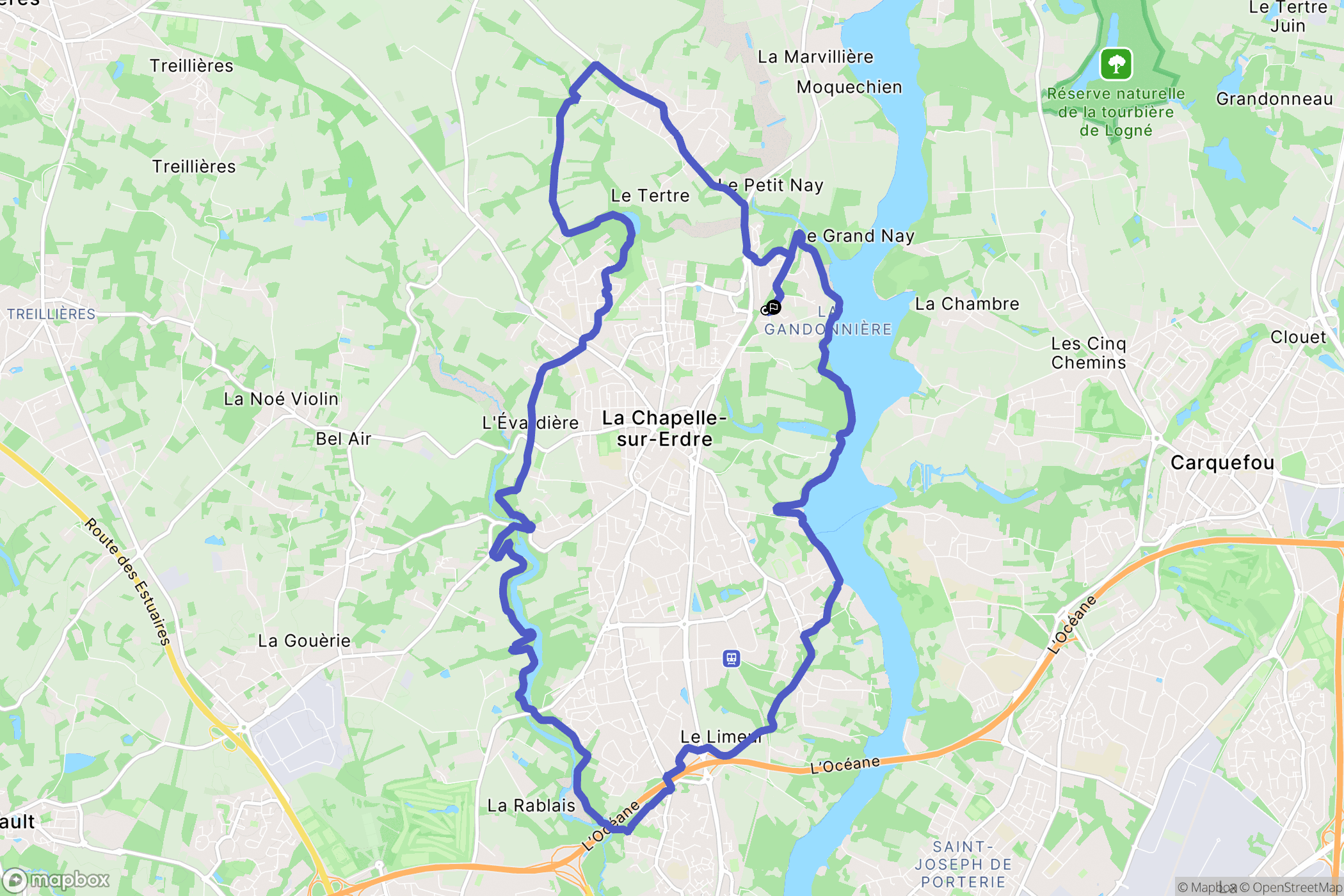 La Chapelle-sur-Erdre : carte du parcours de randonnée - France